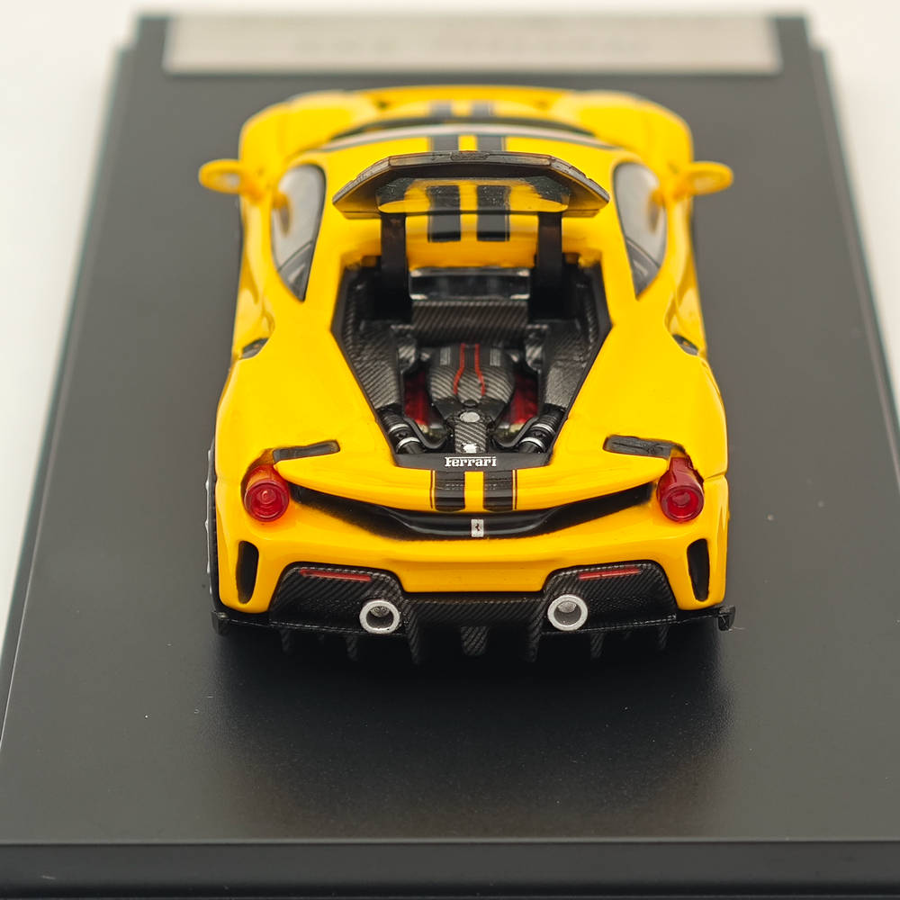 1:64 Scale Ichilan Ferrari Novitec 488 Pista Yellow Diecast Model Car - Super Racing Sports Collectible for Display & Gift Giving