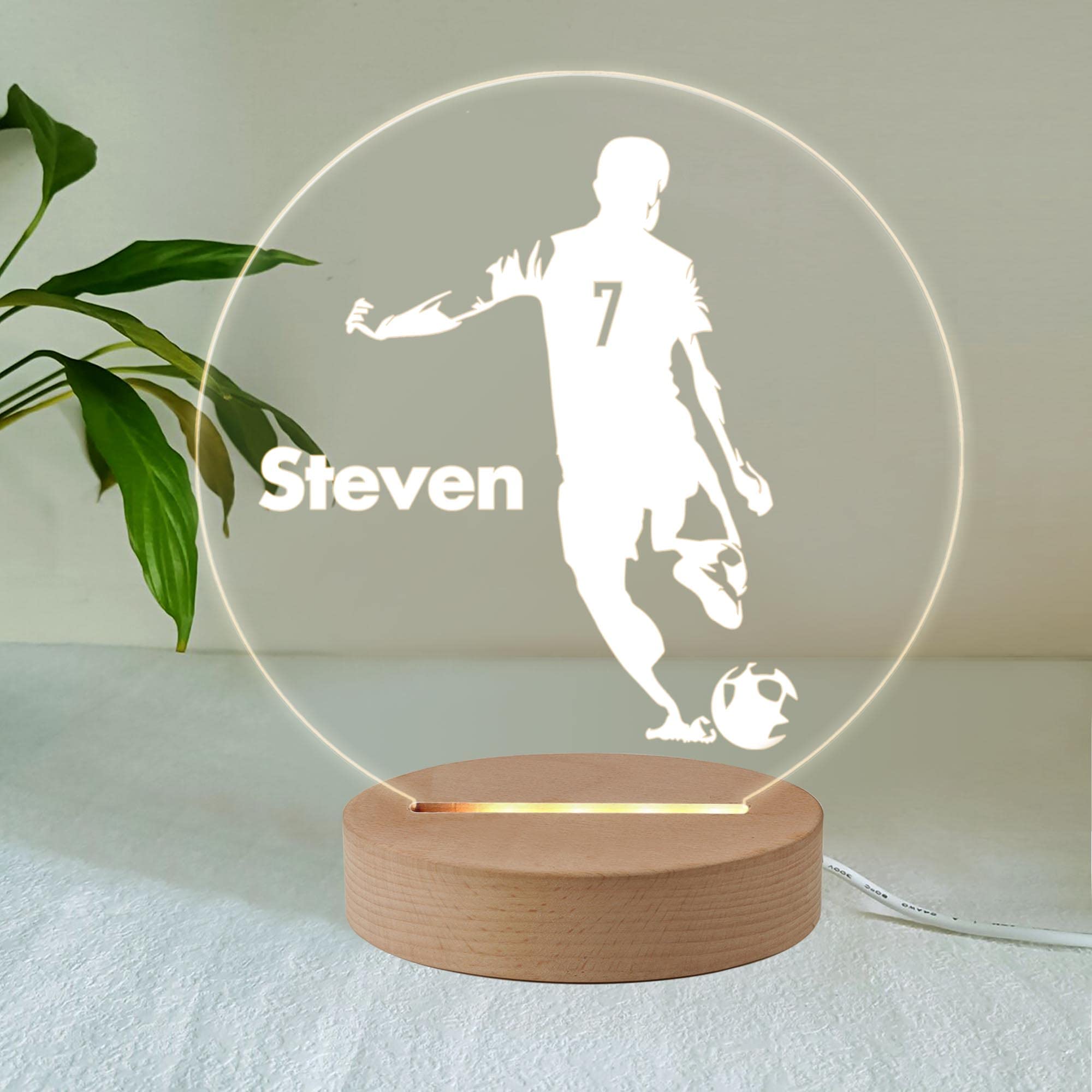 EDSG Custom LED Night Light - Personalized Soccer Lamp Gift for Boys, Kids, Son, Grandson, Nephew - Perfect for Bedroom, Nursery, or Game Room - Great Gift from Parents, Grandparents, Dad, Mom (Style 2)