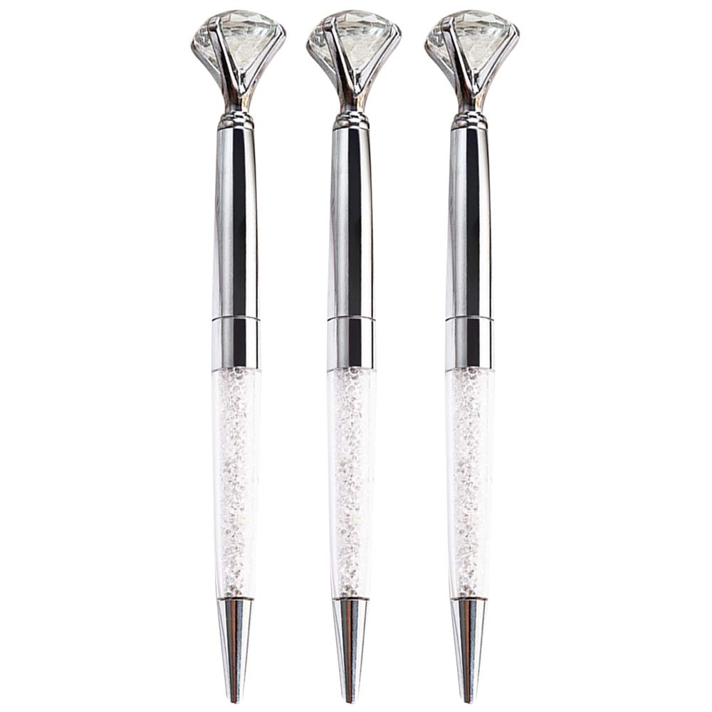 Sun Kea 3-Pack Premium Crystal Ballpoint Pens with 1.0mm Black Ink - Elegant Diamond Design Metal Pens for Office, School, and Business Gifts (Great for Promotional Giveaways & Corporate Events)