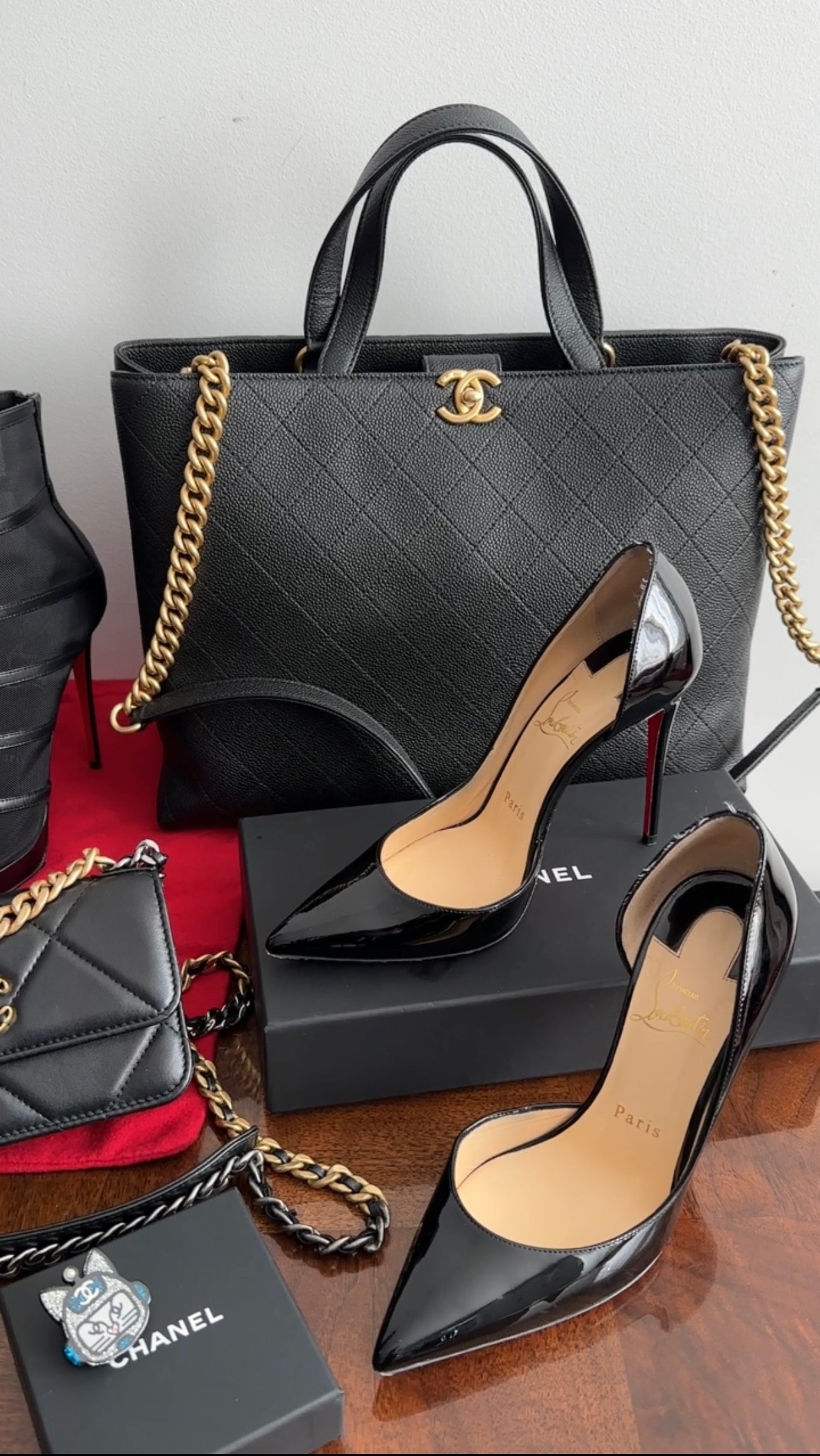 Chanel Black Stitched Caviar Leather Chic Affinity Tote Bag for Women - Luxury Designer Handbag for Work, Travel & Everyday Use