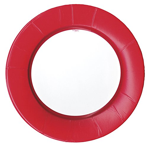 24 Pack Disposable Round Paper Plates - 10.5 Inch Eco-Friendly Linen Finish Dinner Plates in Red - Perfect for Parties, BBQs, Picnics & Holiday Gatherings