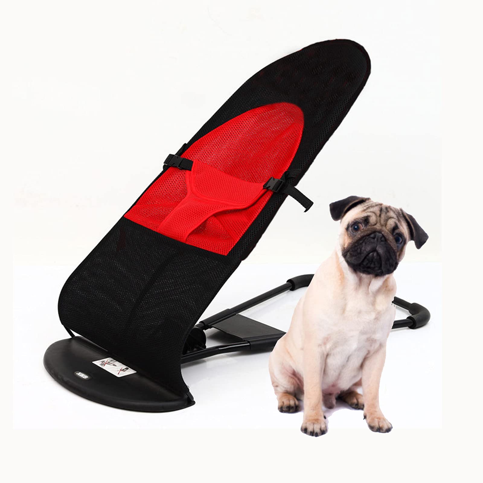 KKVV Adjustable Height Pet Rocking Chair - Portable Foldable Dog Cat Bed for Small Medium Pets - Washable Removable Cover - Perfect for Indoor Use, Pet Napping & Relaxation