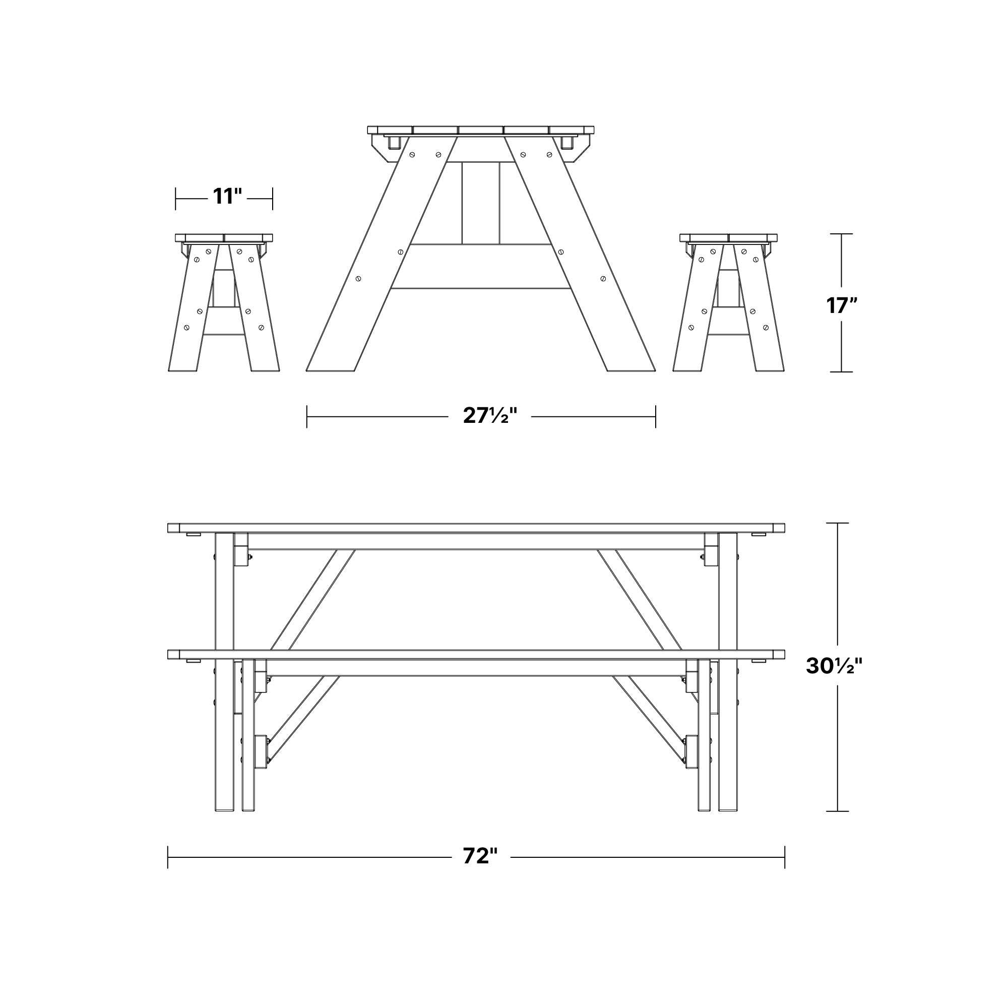 Heritage 72-Inch Outdoor Picnic Table with Detachable Benches - Perfect for Backyard BBQs, Camping & Family Gatherings
