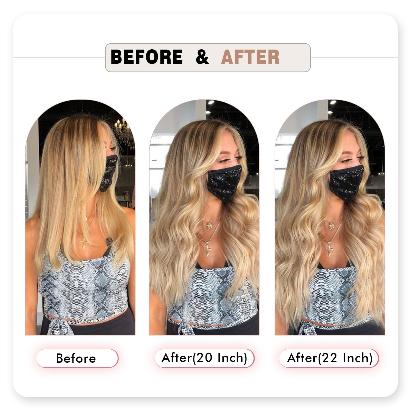 Sixstarhair 20 Inch 180g Human Hair Clip In Extensions - 10 Pieces Piano Ash Brown & Ash Blonde Mix Virgin Hair for Volume & Length - Perfect for Parties, Weddings & Daily Styling