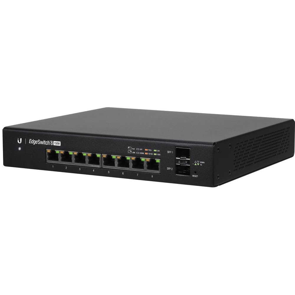 Ubiquiti EdgeSwitch 8-Port Managed PoE+ Gigabit Switch with SFP | 150W Power | ES-8-150W | Ideal for Small Business Networks, Home Offices & Smart Home Setups