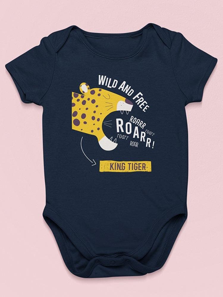 Smartprints Wild and Free King Tiger Bodysuit - Soft Cotton Baby Onesie for Newborns & Infants - Cute Animal Print Outfit for Playtime, Photo Shoots & Everyday Wear