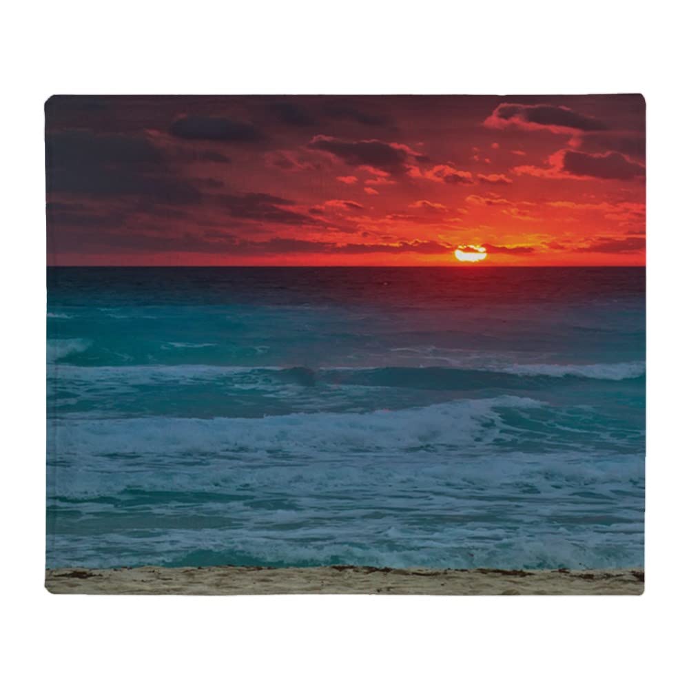 Cozy Sunset Beach Arctic Fleece Throw Blanket - Soft & Warm 50
