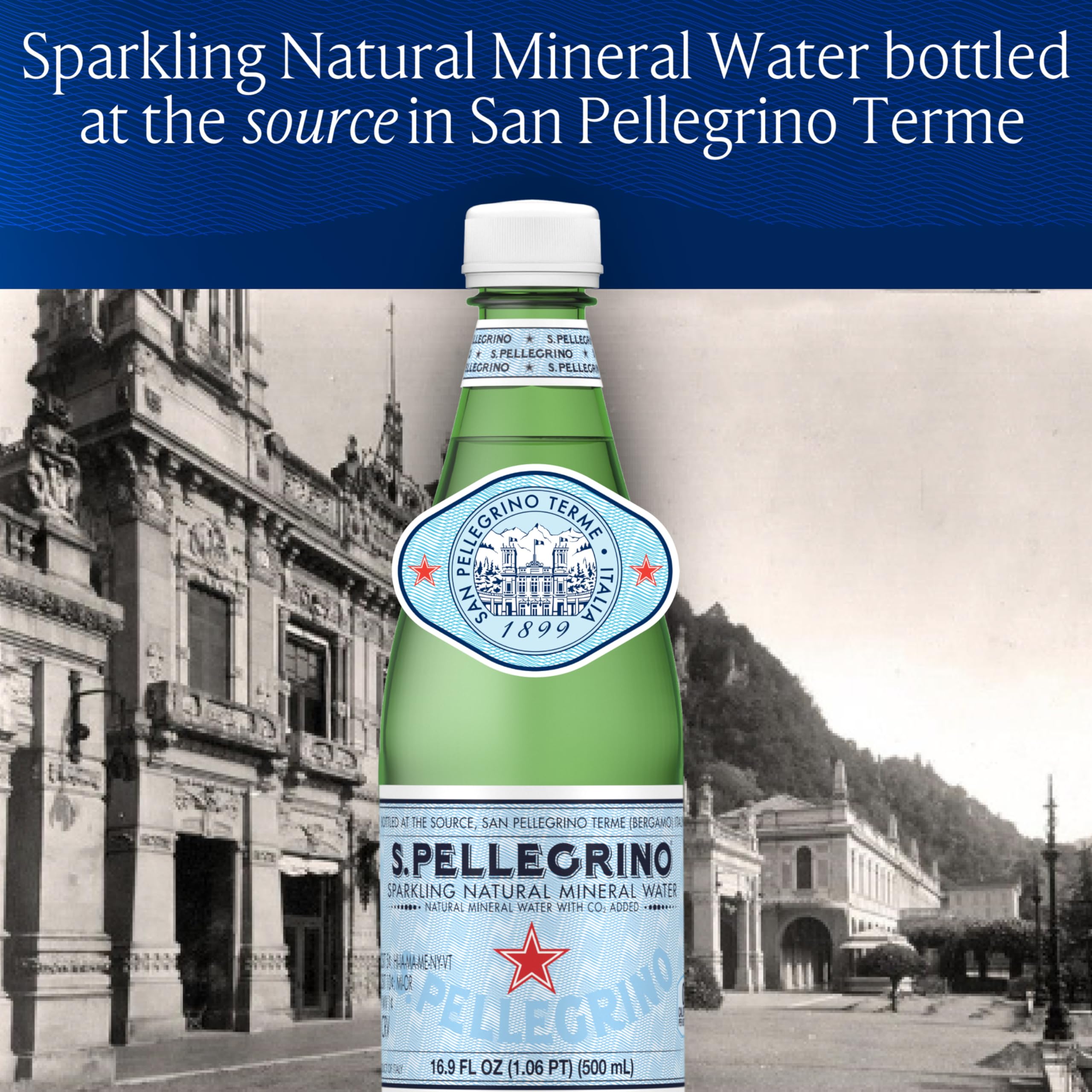 S.Pellegrino Sparkling Natural Mineral Water - 16.9 Fl Oz (12 Pack) Plastic Bottles | Premium Italian Carbonated Water for Parties, Restaurants & Home Refreshment