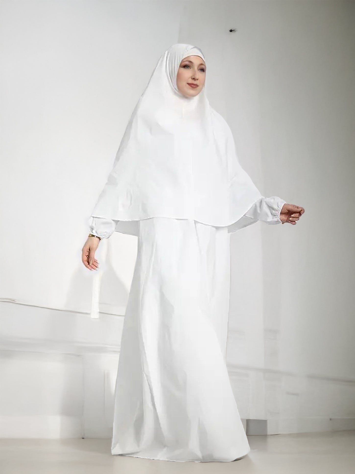 Premium White Modesty Ihram Abaya Set for Hajj and Umrah - Islamic Prayer Dress for Women - Perfect for Pilgrimage, Mosque & Religious Ceremonies