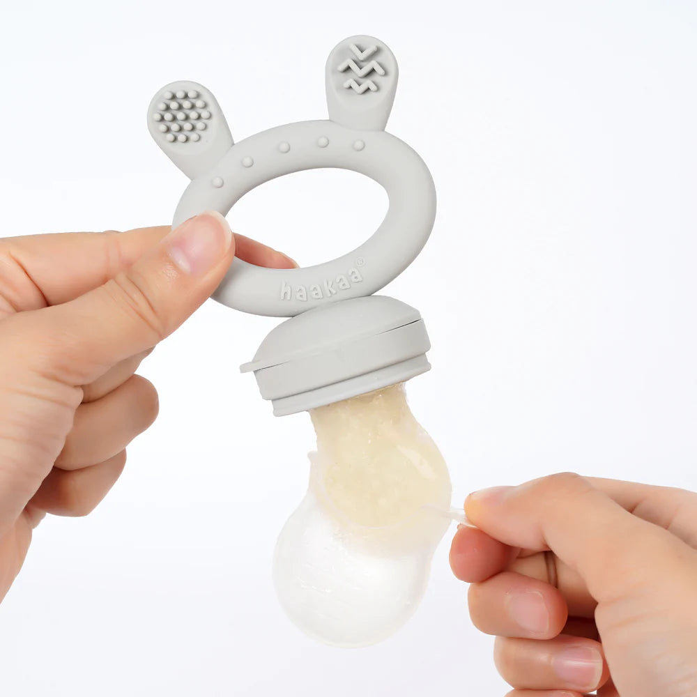 Silicone Baby Food Feeder Pouch - BPA-Free Reusable Fresh Fruit & Vegetable Feeder for Infants - Perfect for Teething, Snacking & On-the-Go Feeding