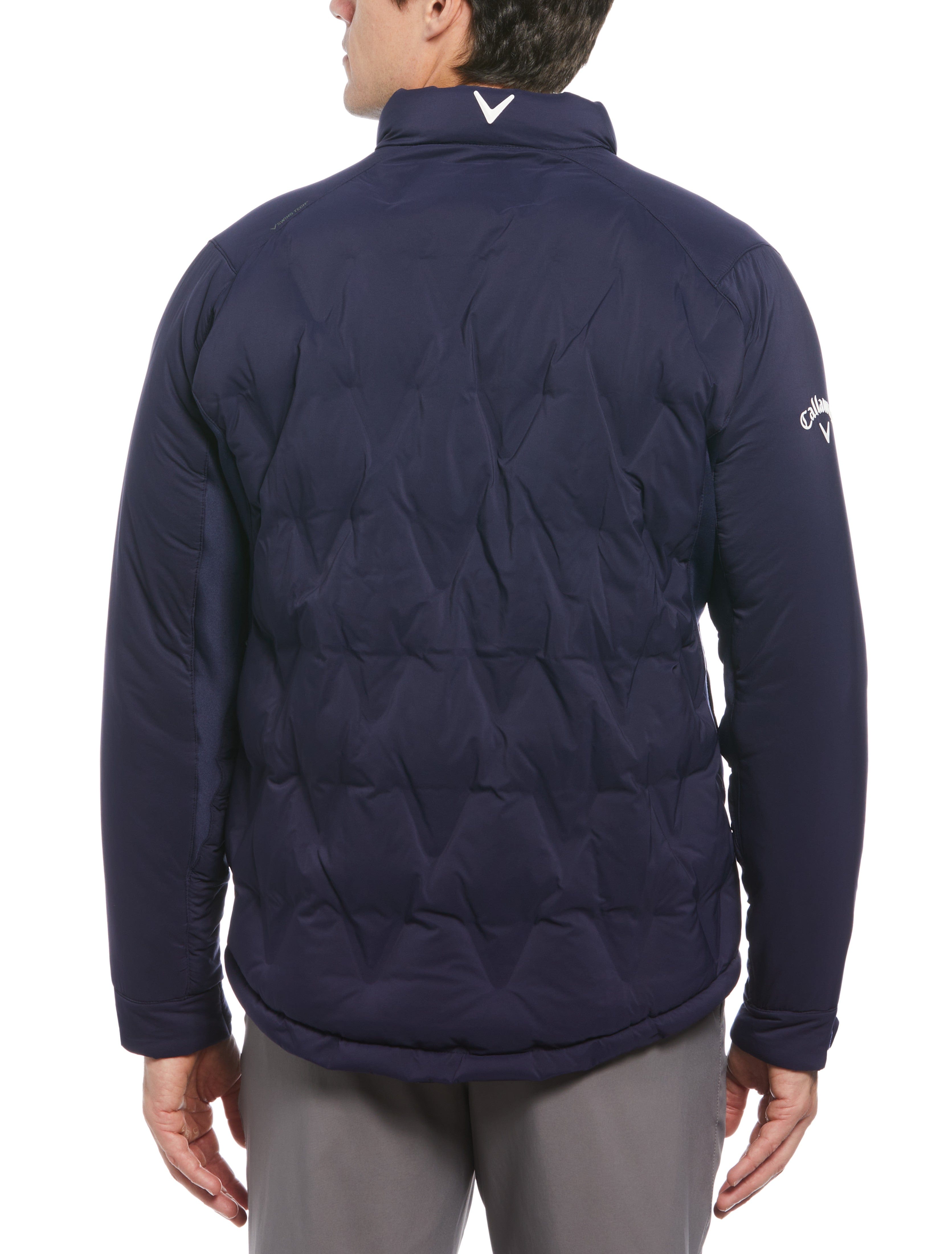 Men's Welded Chevron Print Full Zip Puffer Jacket - Lightweight Warm Winter Coat for Golf, Outdoor Sports & Casual Wear