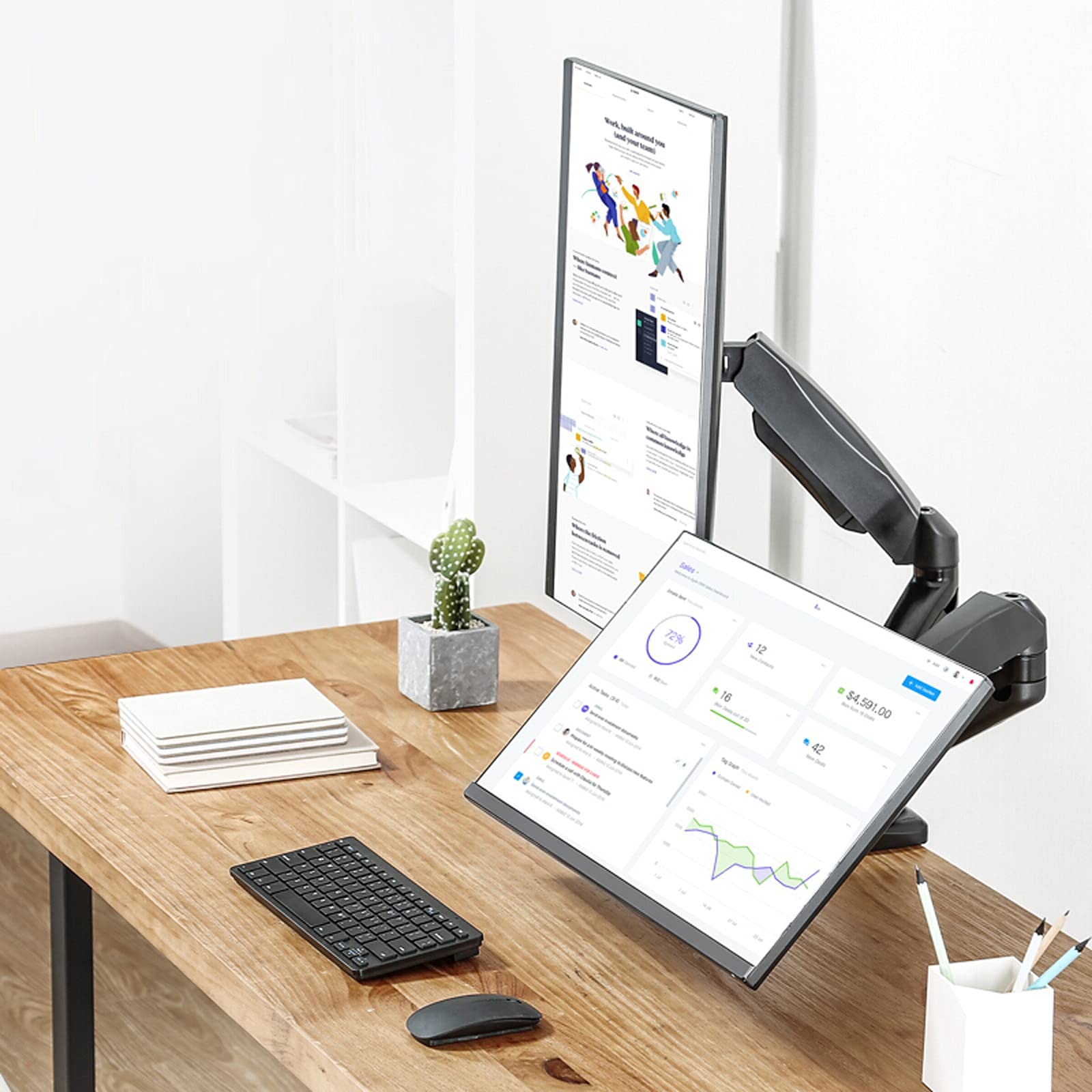 Heavy Duty Dual Monitor Arm Stand - Adjustable Gas Spring Desk Mount for 17