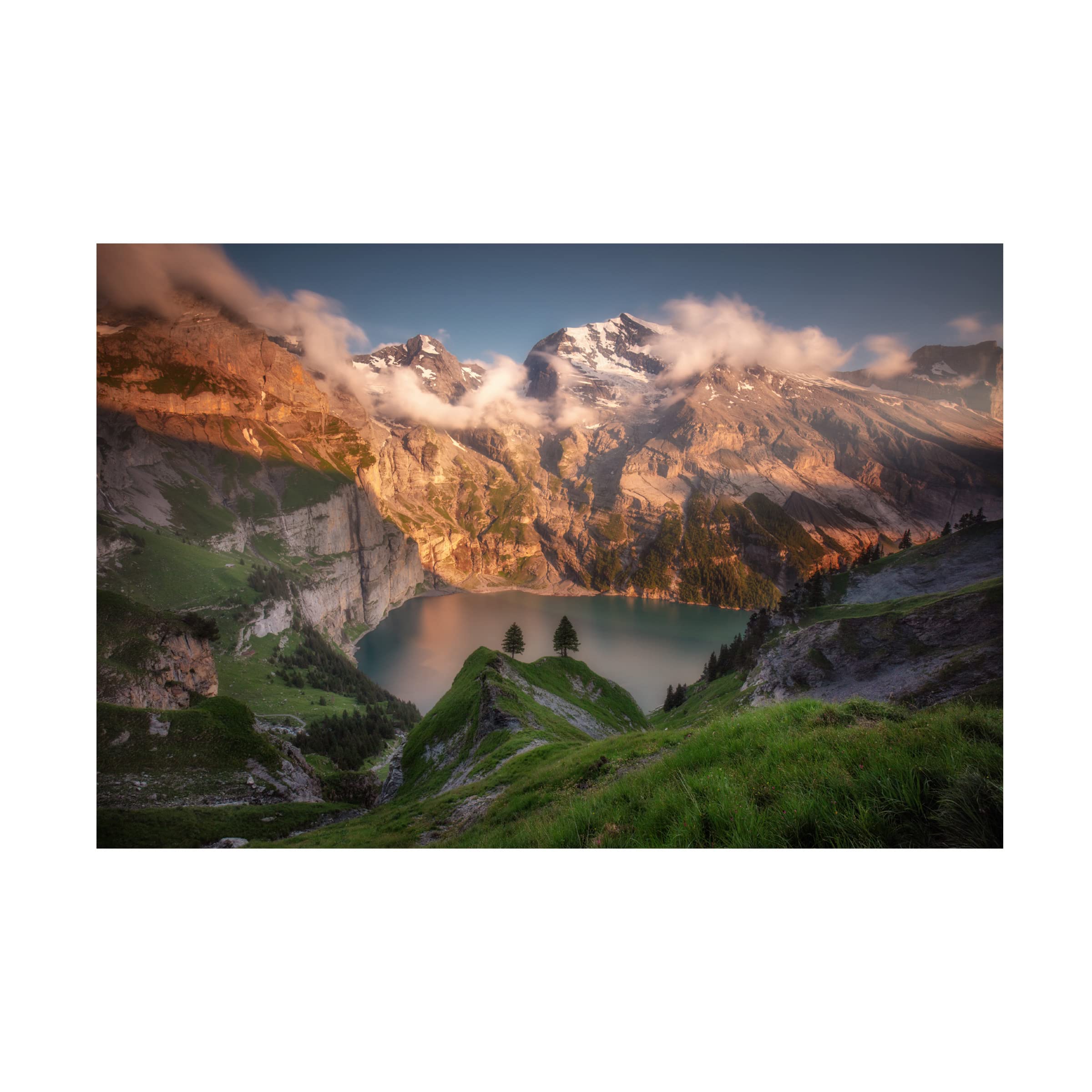 Trademark Fine Art 'Oeschinensee' Canvas Wall Art Print by Richard Beresford Harris - Stunning Swiss Landscape Painting for Living Room, Bedroom & Office Decor