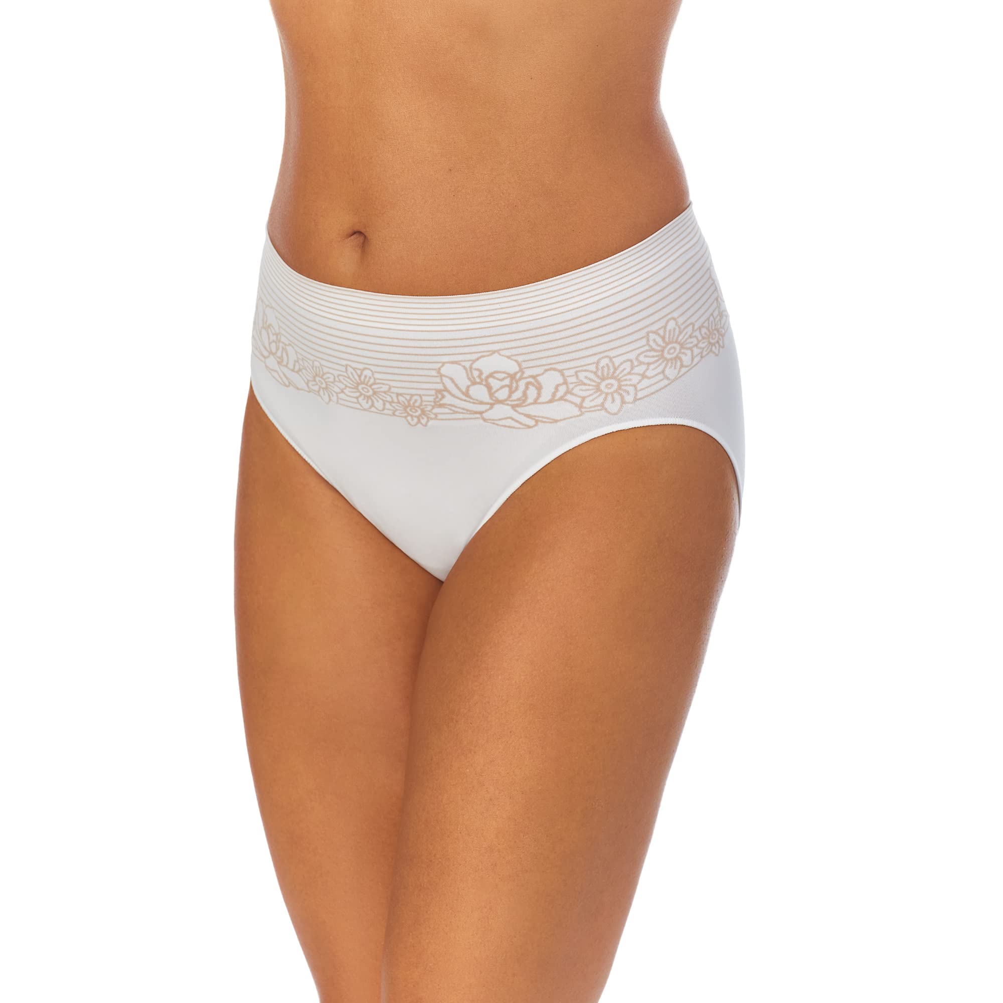 Ellen Tracy Women's Seamless Hi-Cut Brief Panties 3-Pack - Ultra Soft Scalloped Edge Underwear for Everyday Comfort & Lounge Wear