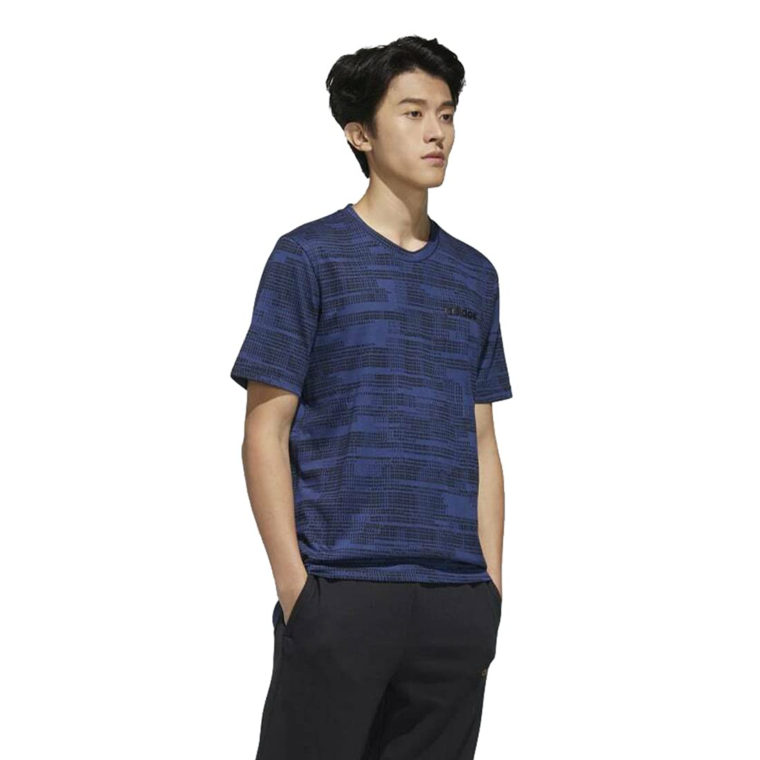 Adidas Men's Essentials All Over Print T-Shirt - Comfortable Casual Wear for Gym, Running & Everyday Outfits