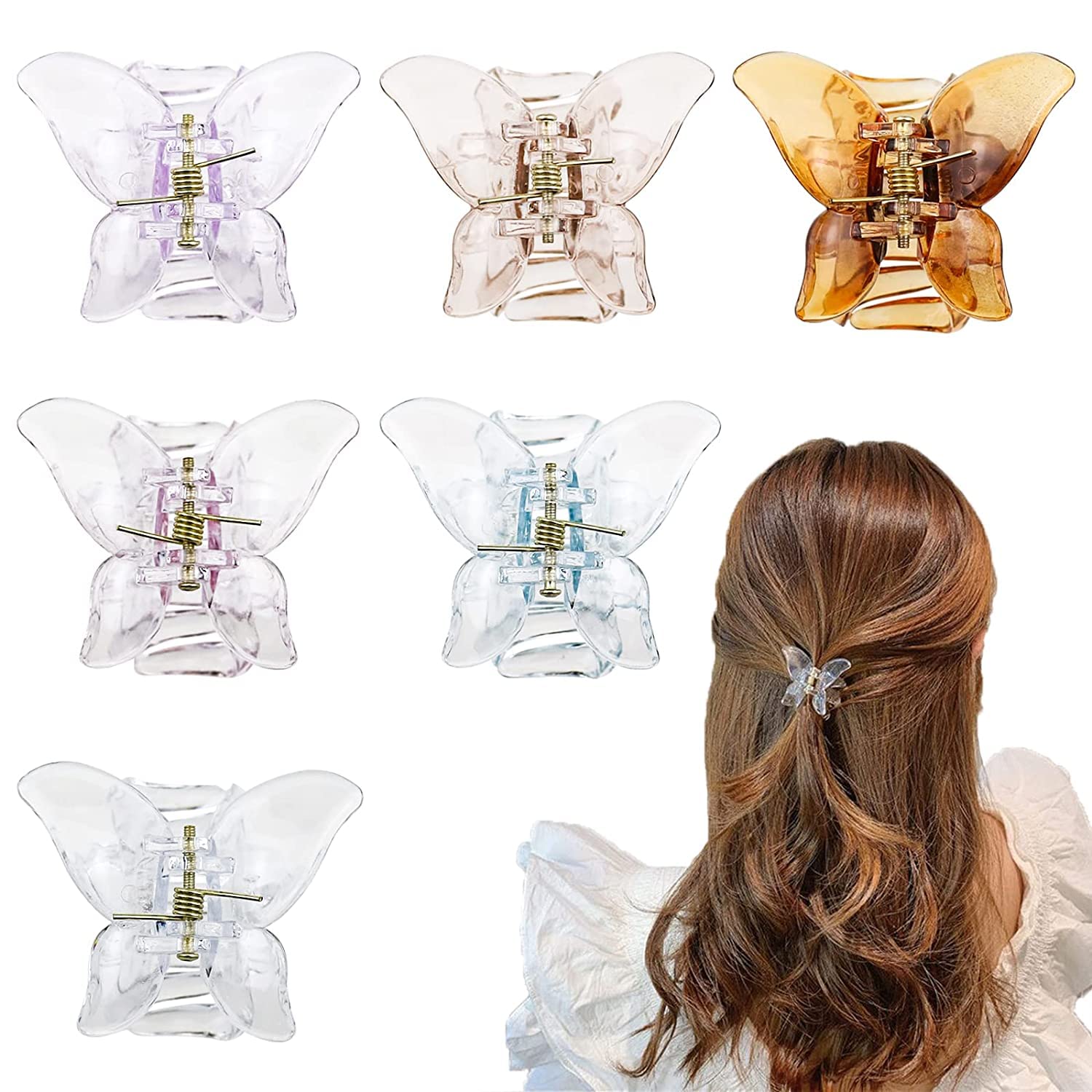 FAMEZA 4-Pack Butterfly Claw Hair Clips for Women & Girls - 2.36 Inch Hair Clips for Thick & Medium Hair - Cute Butterfly Hair Accessories for School, Work, Parties & Everyday Styling