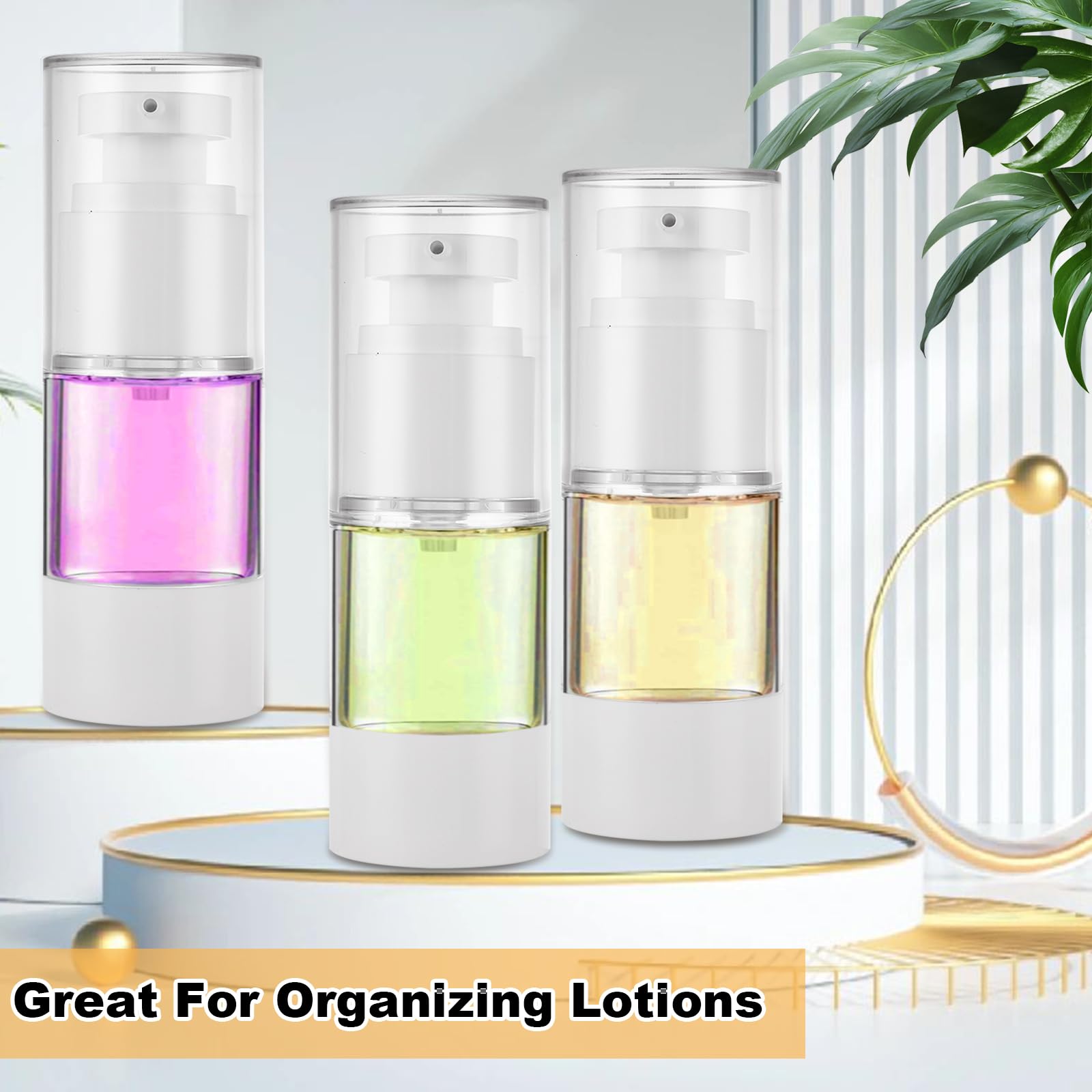 40 PCS 0.5 Oz 15ml Airless Pump Bottles - Travel Size Empty Cosmetic Containers for Lotion, Foundation, Moisturizer & Shampoo | Refillable Leak-Proof Toiletry Dispensers | Perfect for Travel, Gym & Home Use