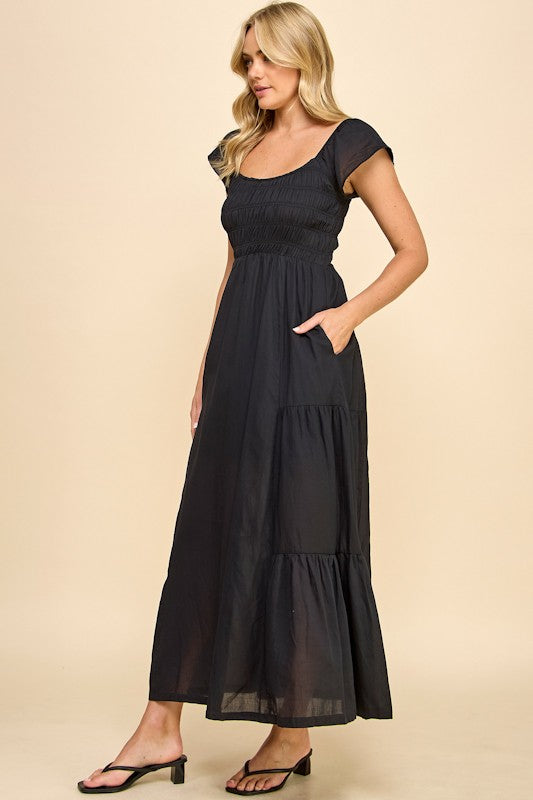 Elegant Smocked Tiered Dress for Women - Flowy Summer Maxi Dress with Ruffles - Perfect for Beach, Wedding & Vacation