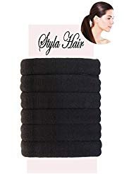 Styla Hair 6 Pack No Crease Hair Ties - Black Seamless Elastic Bands for Thick, Curly & Wavy Hair - No Slip, No Damage Ponytail Holders for Women & Men - All Day Comfort - Perfect for Workouts, Running, Yoga & Daily Activities