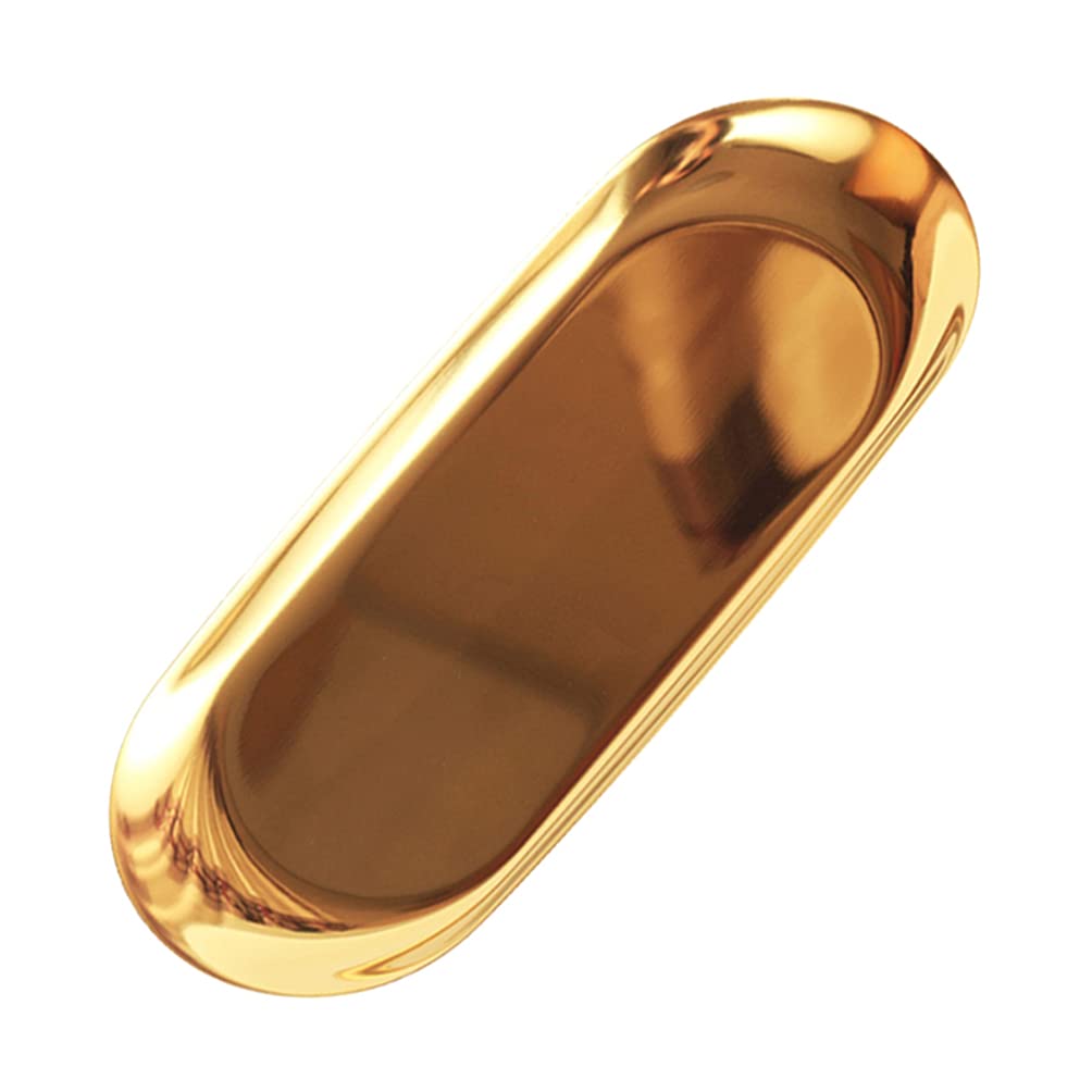 NUOBESTY Stainless Steel Oval Jewelry Storage Tray - Elegant Serving & Cosmetics Organizer for Home Decor (Golden) | Perfect for Jewelry Display, Bathroom Organization & Dining Table Decor