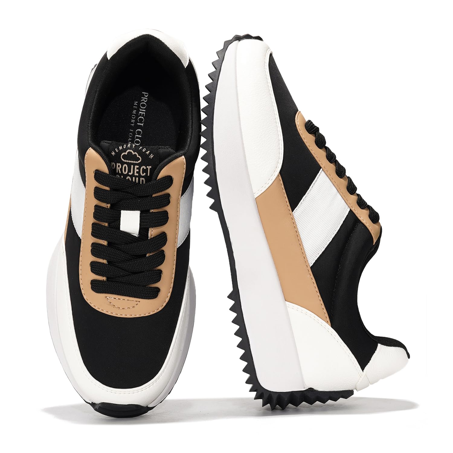 Project Cloud Women's Sneakers - Memory Foam Insole & Lightweight Spring Shoes - Non-Slip Lace-Up Fashion Sneakers for Women 2025 - Perfect for Running, Walking & Casual Wear