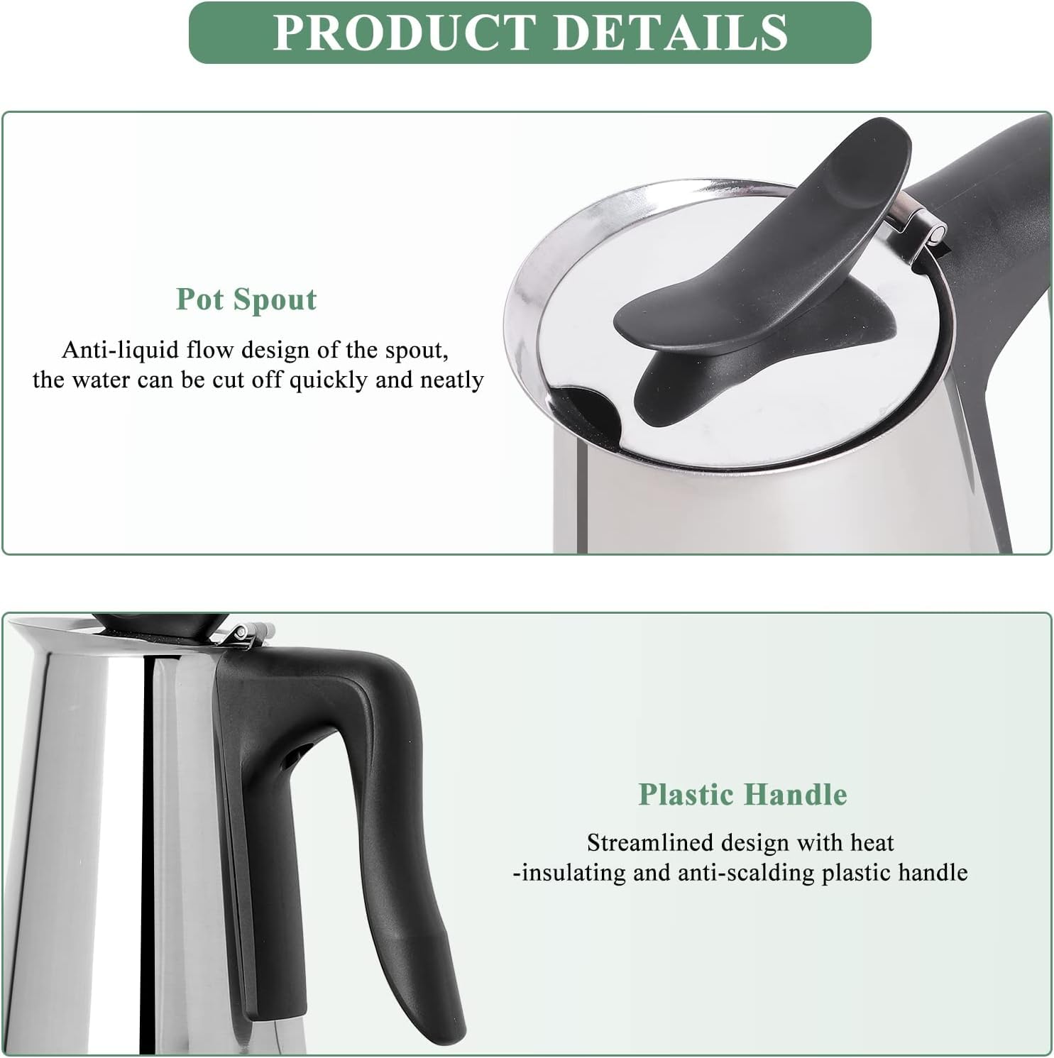 MXBAOHENG 6 Cup Stainless Steel Electric Moka Pot - 220V Espresso Coffee Maker for Home & Office Use | Perfect for Italian Style Coffee, Camping, Gifts & Small Kitchens