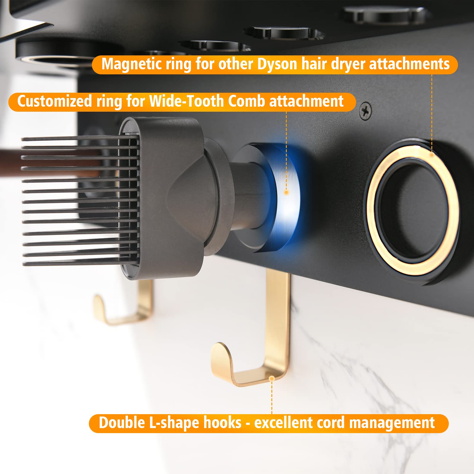 Dyson Airwrap & Hair Dryer Holder - 2-in-1 Upgraded Organizer for 5 Dyson Attachments | Perfect for Salon, Bathroom & Travel Storage | Hair Styling Tool Accessories