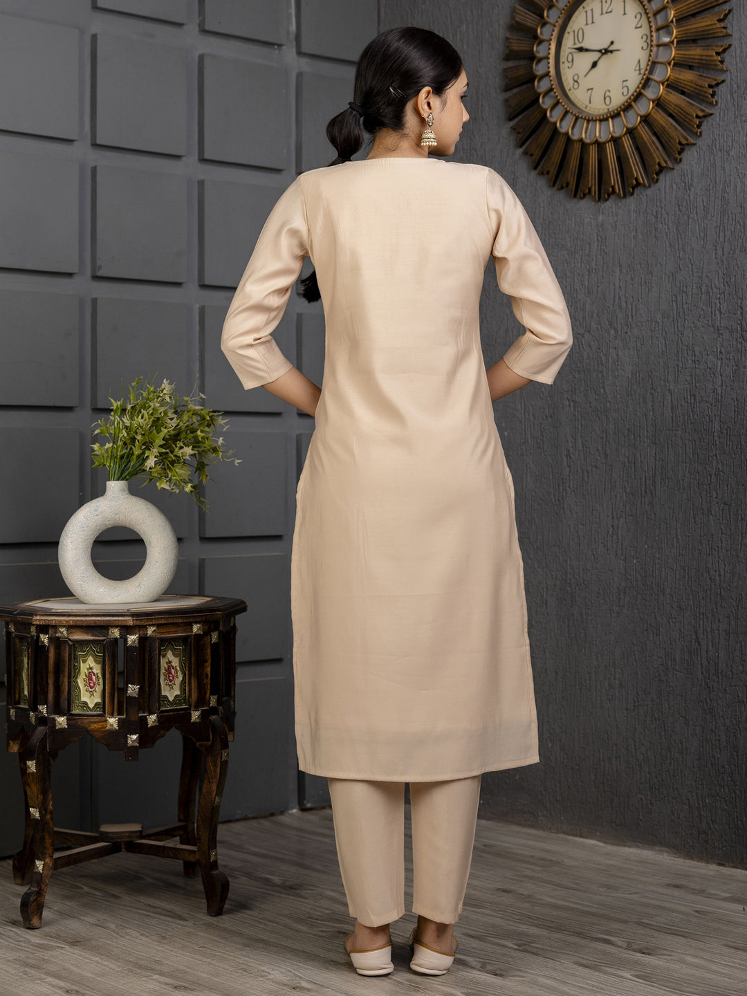 Elegant Cream Designer Ready-Made Pant Suit with Exquisite Embroidery - Perfect for Weddings, Parties & Formal Events