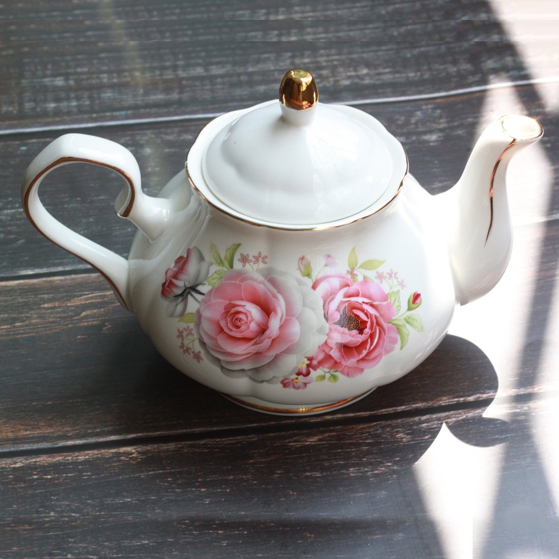 Handmade Ceramic Teapot with Rose Floral Design - Elegant Tea Set for Home, Office, or Gift Giving - Perfect for Afternoon Tea, Hosting Guests, or Relaxation