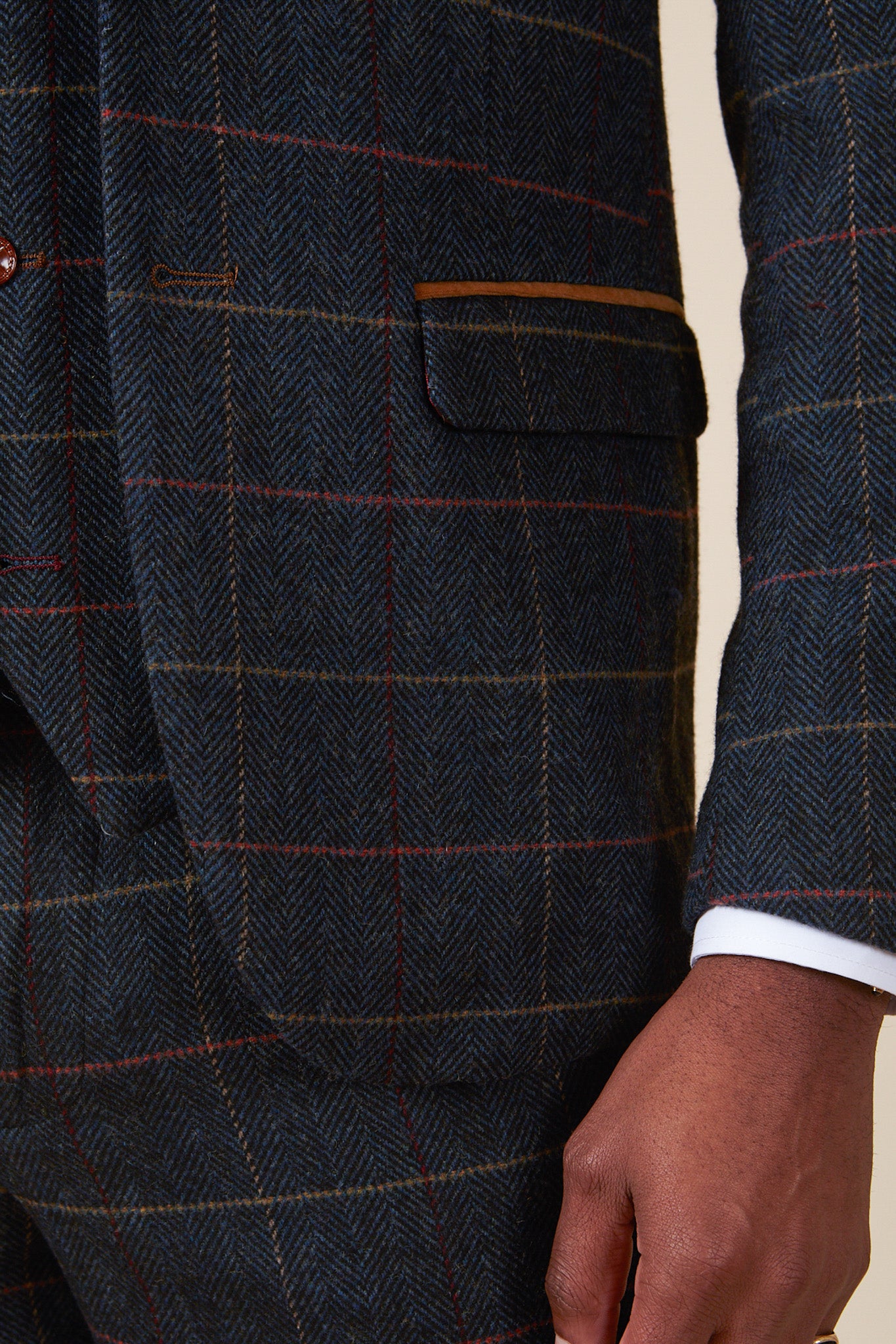ETON Navy Blue Tweed Check Three Piece Suit for Men - Classic Formal Business Attire | Perfect for Weddings, Office Meetings & Special Occasions