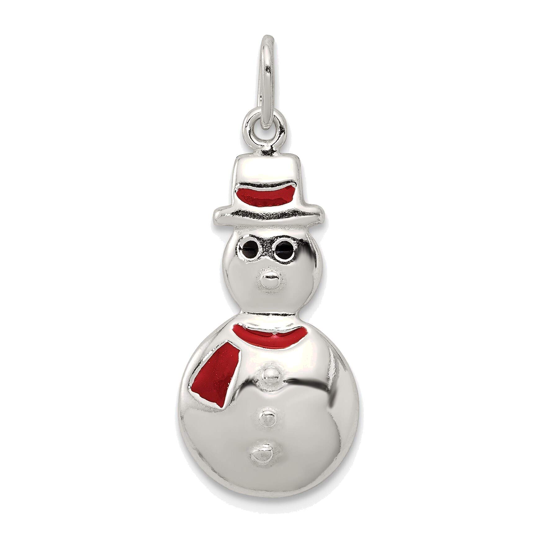 Sterling Silver Snowman Pendant - Enamel Jewelry for Winter Gifts