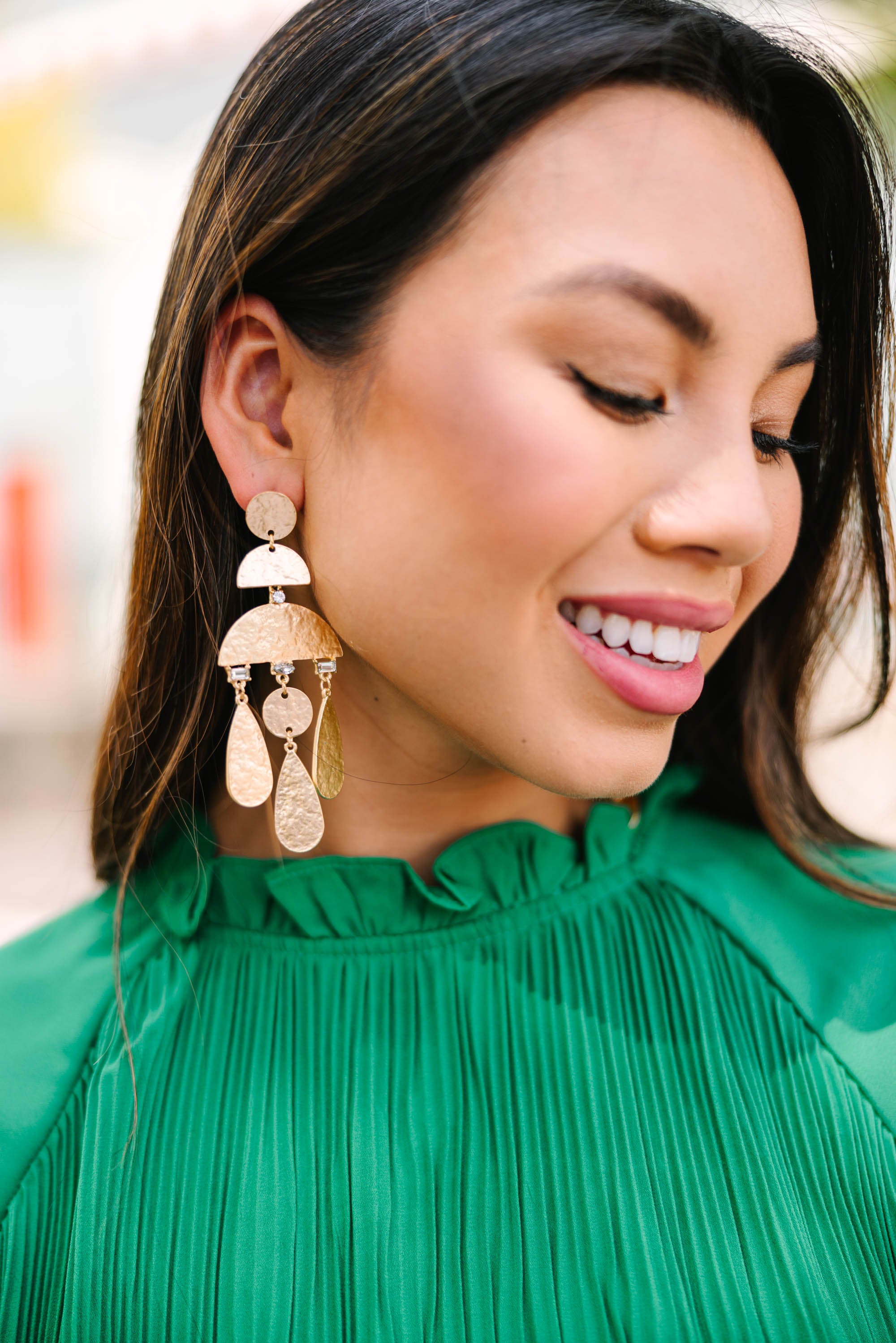 Be There Gold Textured Earrings - Elegant Dangle Earrings for Women, Perfect for Parties, Weddings & Special Occasions
