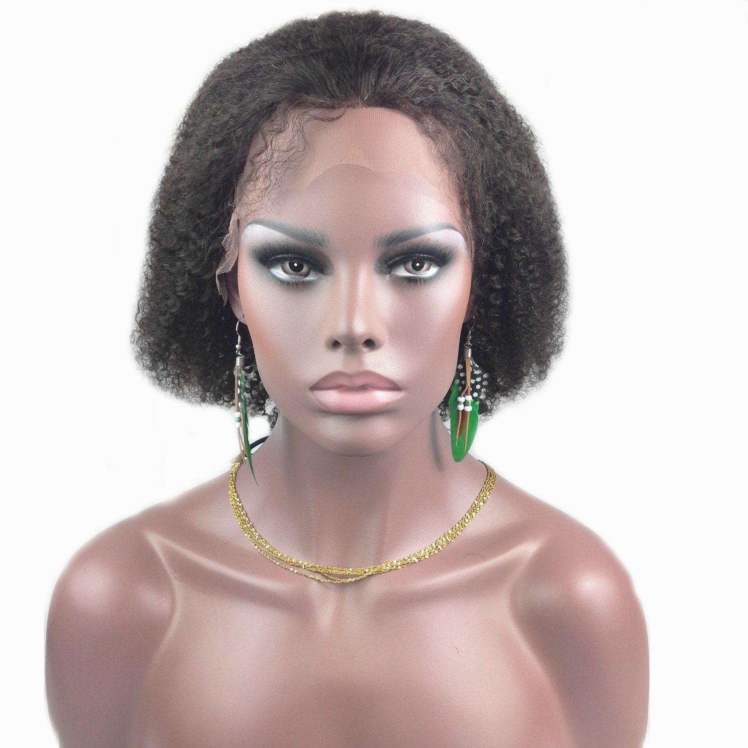 16 Inch Glueless Full Lace Human Hair Wig for Black Women - Cambodian Virgin Remy Hair with Natural Curly Texture in #1B Off Black | Perfect for Daily Wear, Special Occasions & Protective Styling