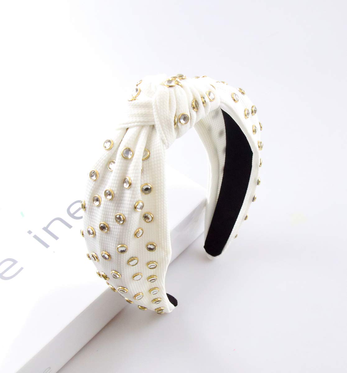 2 Pack Beaded Knotted Headbands for Women - Fashionable Wide Band Hair Hoops with Stud Embellishments | Perfect for Parties, Weddings & Everyday Wear