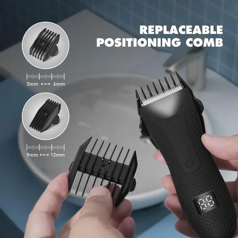 Waterproof Body & Manscaping Trimmer for Men - Beard, Face, Hair, Body & Intimate Grooming with Replaceable Ceramic Blades - Perfect for Travel, Gym & Home Use