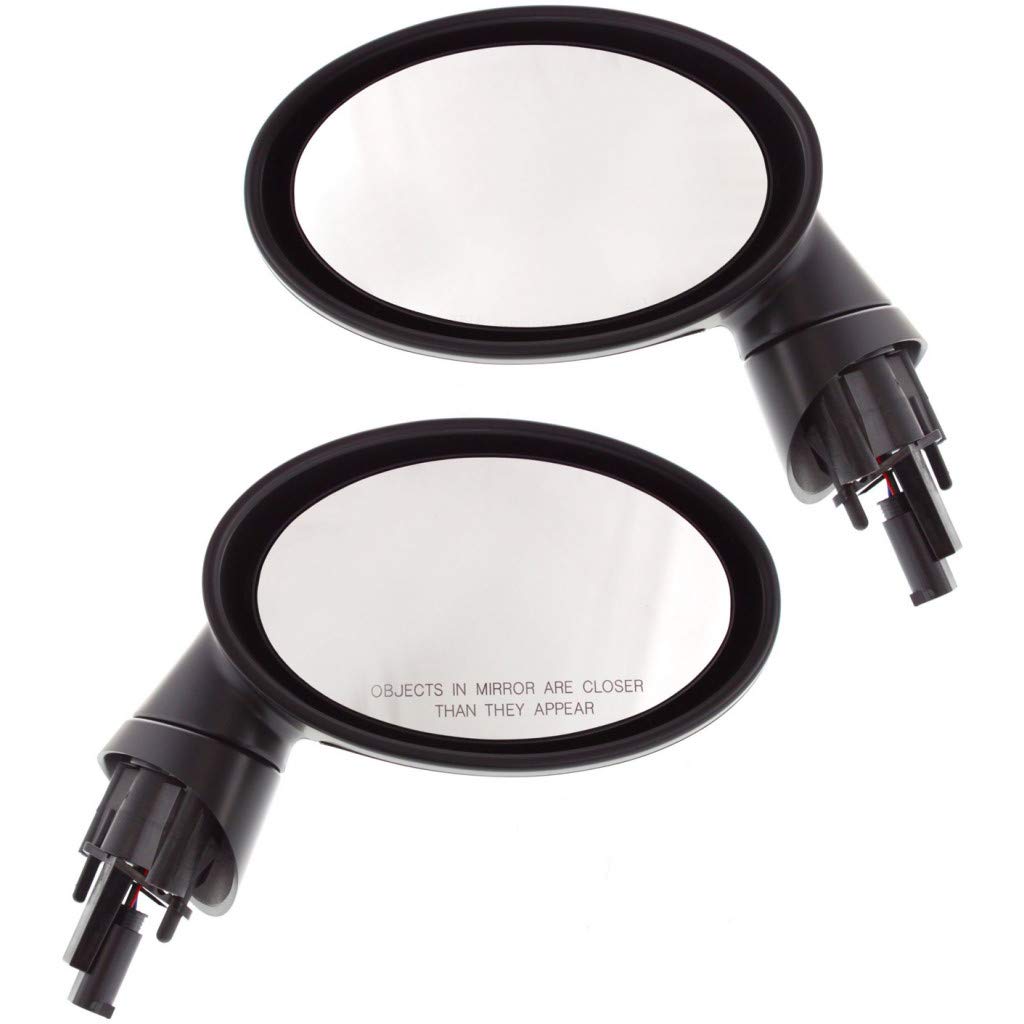 2002-2008 Mini Cooper Power Heated Side Mirrors Pair - Manual Folding Convex Glass with Warning & Paintable Surface - Replacement for Part Numbers 51167192469, 51167192470, MC1320102, MC1321102 - Perfect for Winter Driving & Enhanced Safety