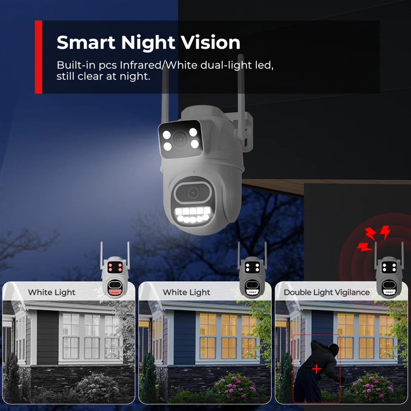 8MP PTZ Security Camera with 4K Resolution, Auto Tracking, Night Vision & Audio - Outdoor IP Surveillance System (Includes 64GB Card) - Ideal for Home Security, Business Monitoring & Property Protection