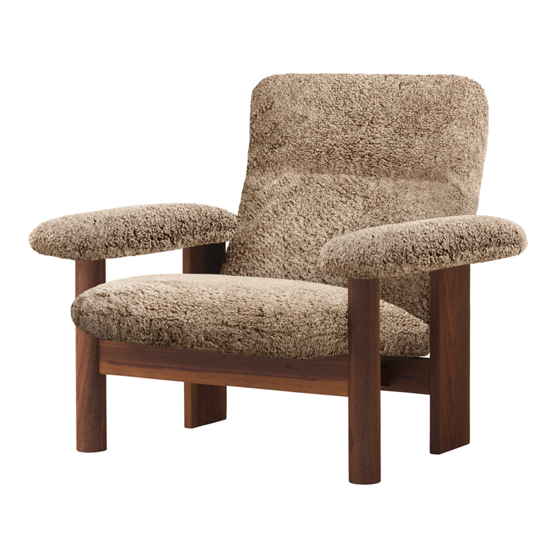 Brasilia Lounge Chair - Mid Century Modern Accent Chair for Living Room, Bedroom & Office - Comfortable Upholstered Armchair with Wooden Legs - Perfect for Relaxing, Reading & Lounging