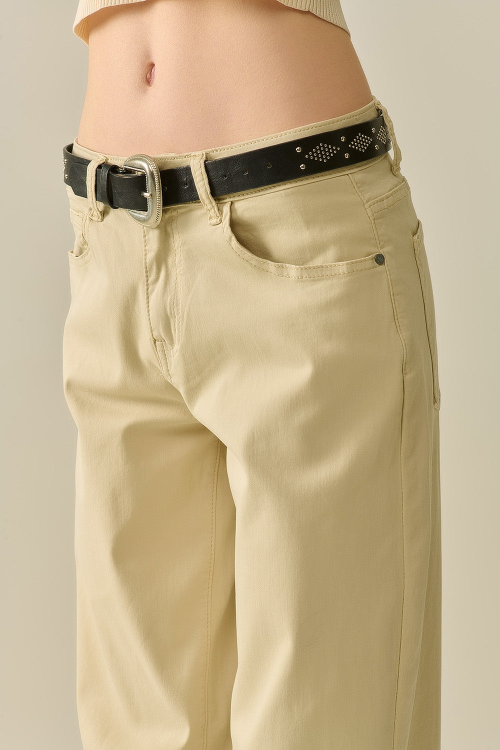 Straight Leg Wide Pants for Women - High Waist Beige Trousers - Casual & Office Wear - Perfect for Work, Travel, and Everyday Outfits