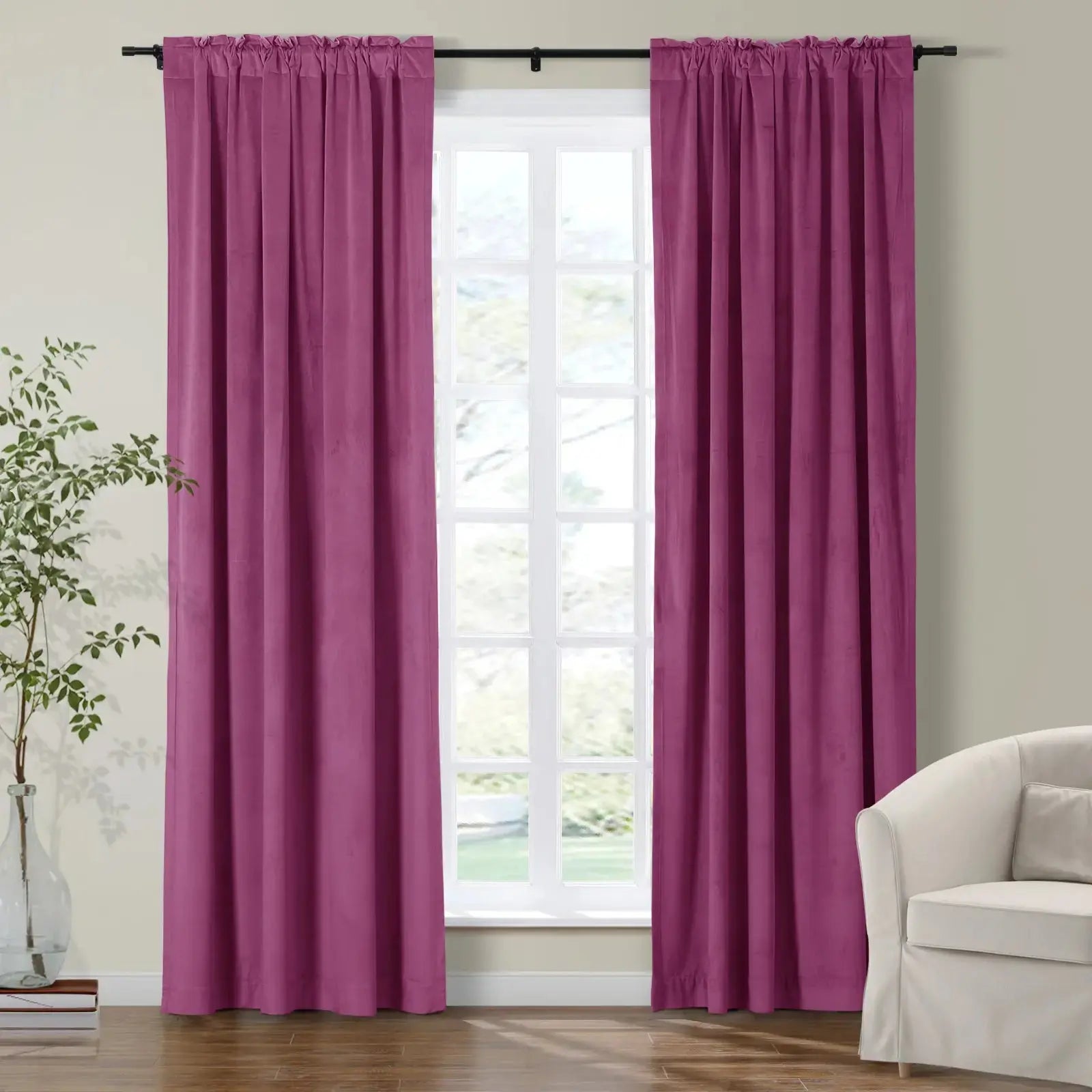 Luxury Birkin Velvet Curtains - Soft Blackout Drapes for Living Room & Bedroom - Premium Soundproof Thermal Insulated Window Treatments for Home Decor