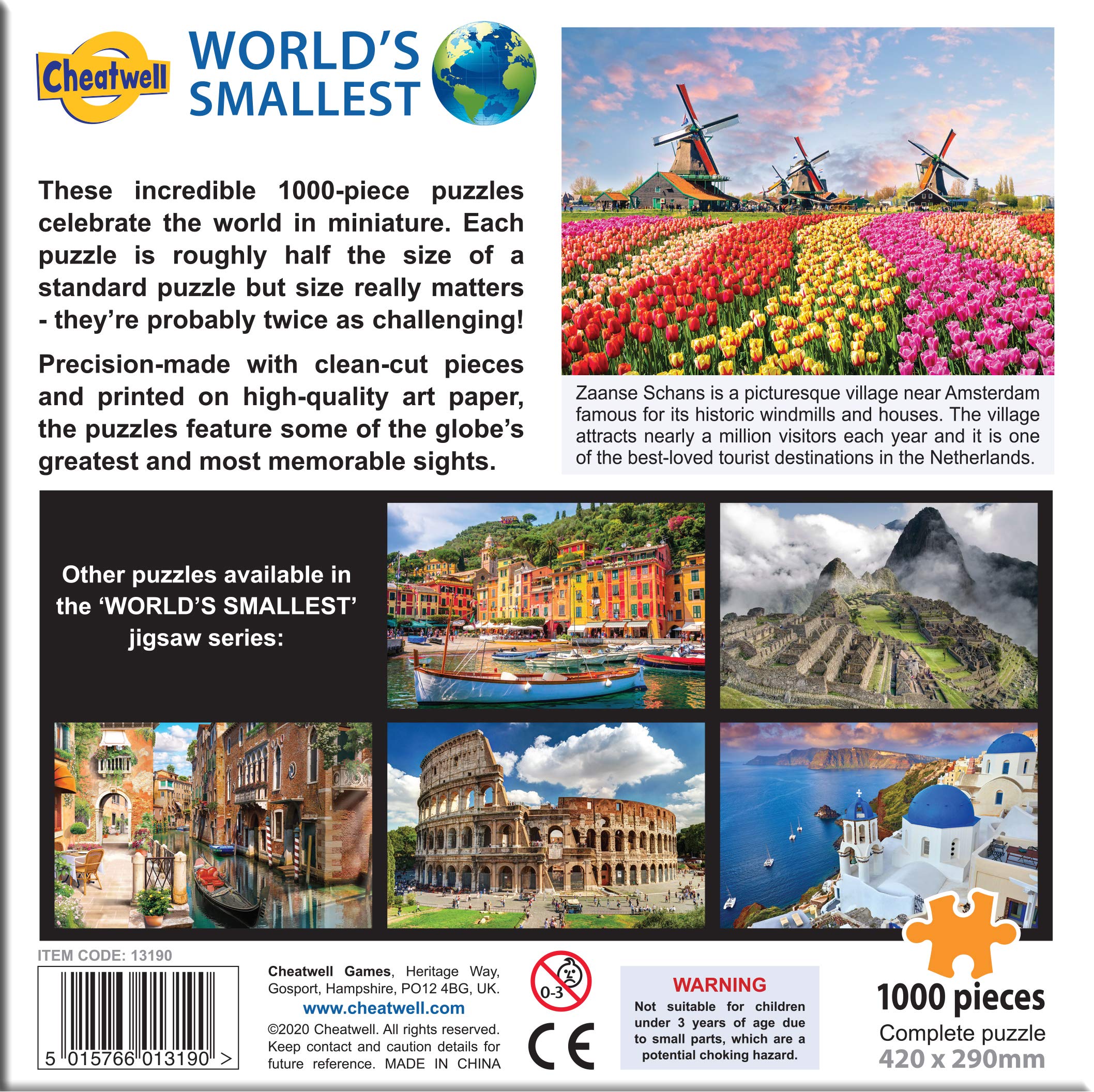 Cheatwell Games 13190 EA World's Smallest Dutch Windmills Puzzle - Miniature Travel Puzzle for Adults & Kids - Perfect for Road Trips, Airplane Travel & Office Desk Decor