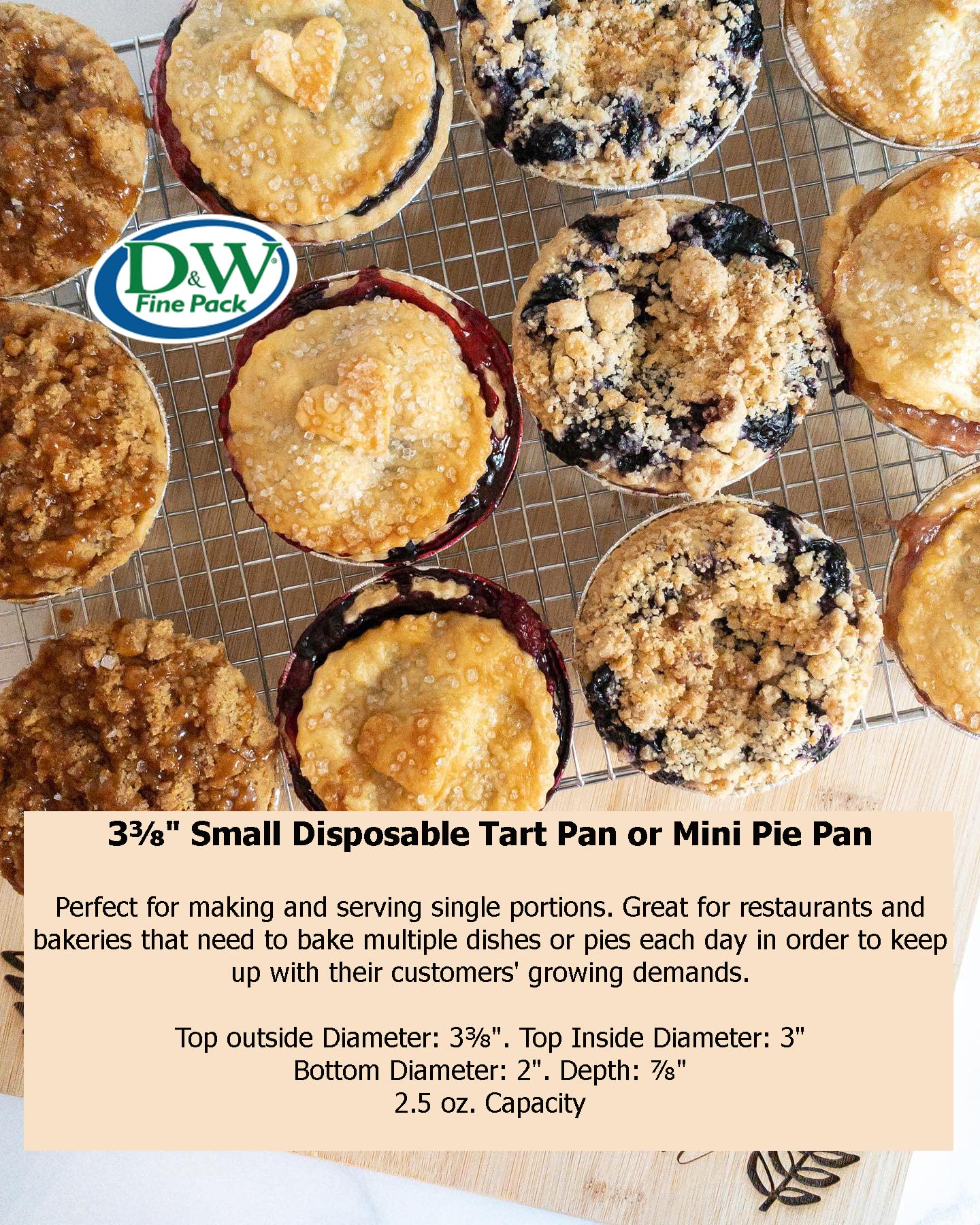 D&W Fine Pack 3 Inch Disposable Aluminum Foil Tart Pans - 100 Pack Round Baking Tins for Mini Pies, Quiches, Cupcakes & Food Prep - Perfect for Home Baking, Party Desserts & Meal Storage (A90)