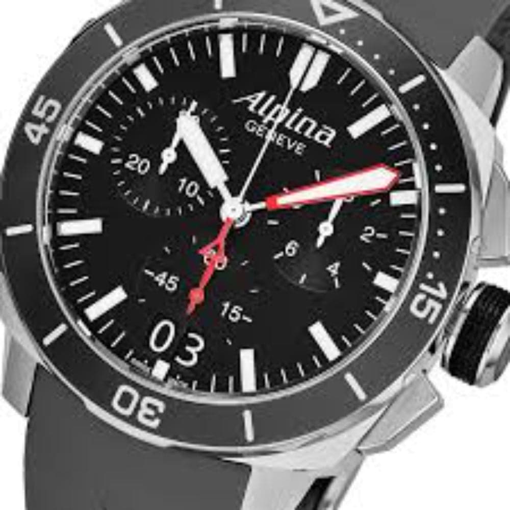 ALPINA SEASTRONG DIVER 300 Black Dial Silicone Strap Men's Watch AL-372LBG4V6 - Professional Waterproof Diving Timepiece for Men, Perfect for Scuba Diving, Swimming & Outdoor Adventures