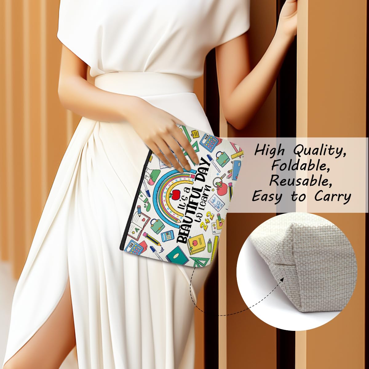Inspirational Rainbow Makeup Bag for Teachers - Perfect for Appreciation, Graduation, Retirement, Birthdays, Christmas, and Teacher Day Gifts - Ideal for Women, Best Friends, Leaders, and Principals - Great for Everyday Use, Travel, and School Essentials