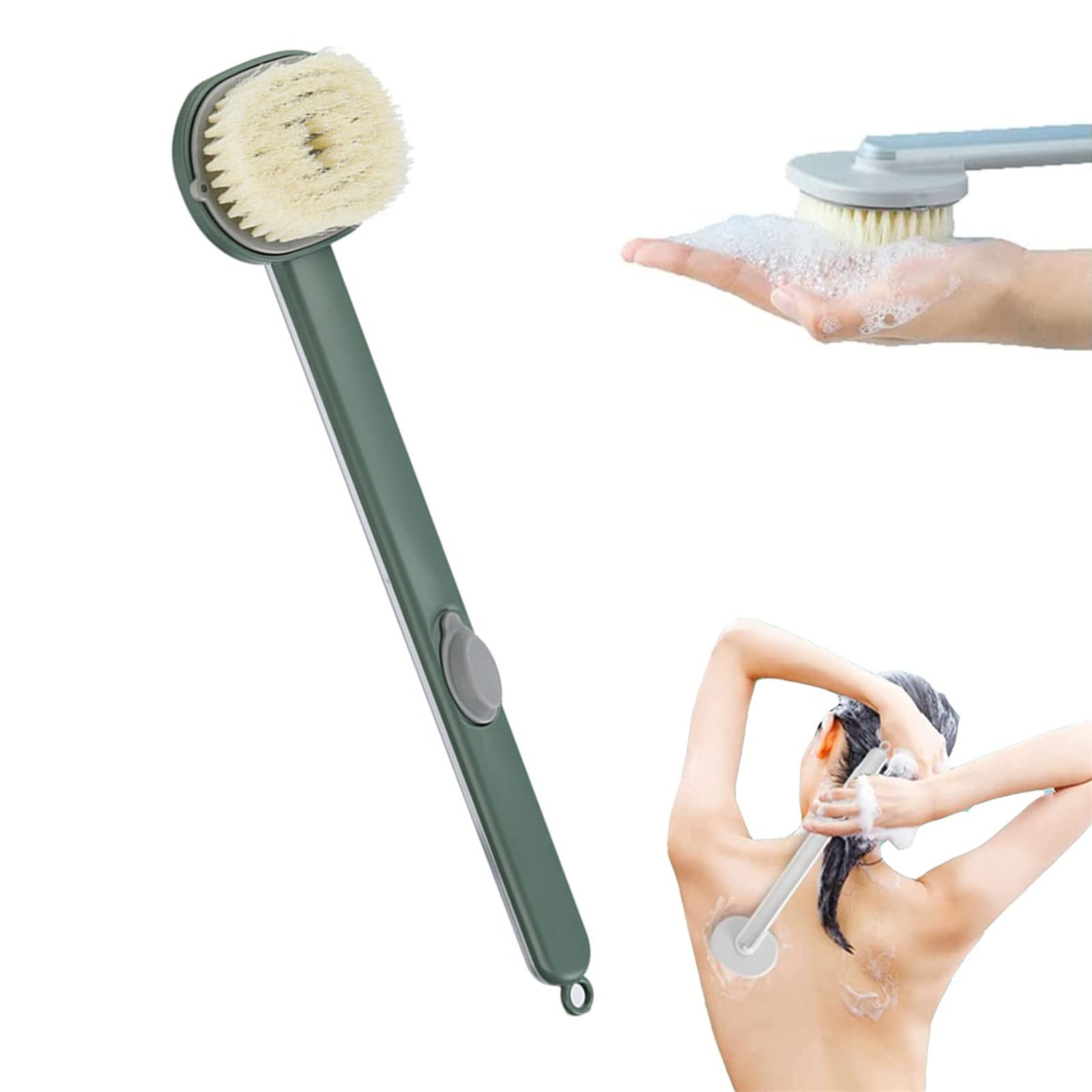 Long Handle Shower Brush with Detachable Head - Soft Exfoliating Bath Scrubber for Back & Body | Gentle Skin Cleansing & Massage | Perfect for Hard-to-Reach Areas & Spa-Like Shower Experience