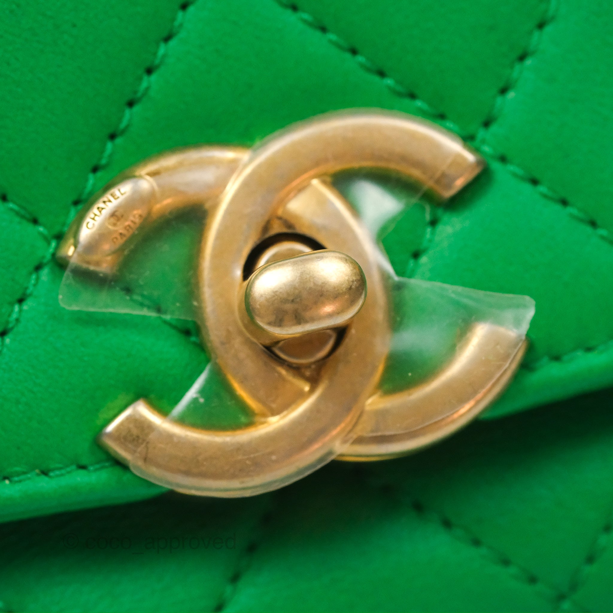 Chanel CC Quilted Flap Bag With Top Handle - Green Calfskin Leather Crossbody Bag with Gold Hardware | Luxury Designer Handbag for Women, Perfect for Date Night & Special Occasions