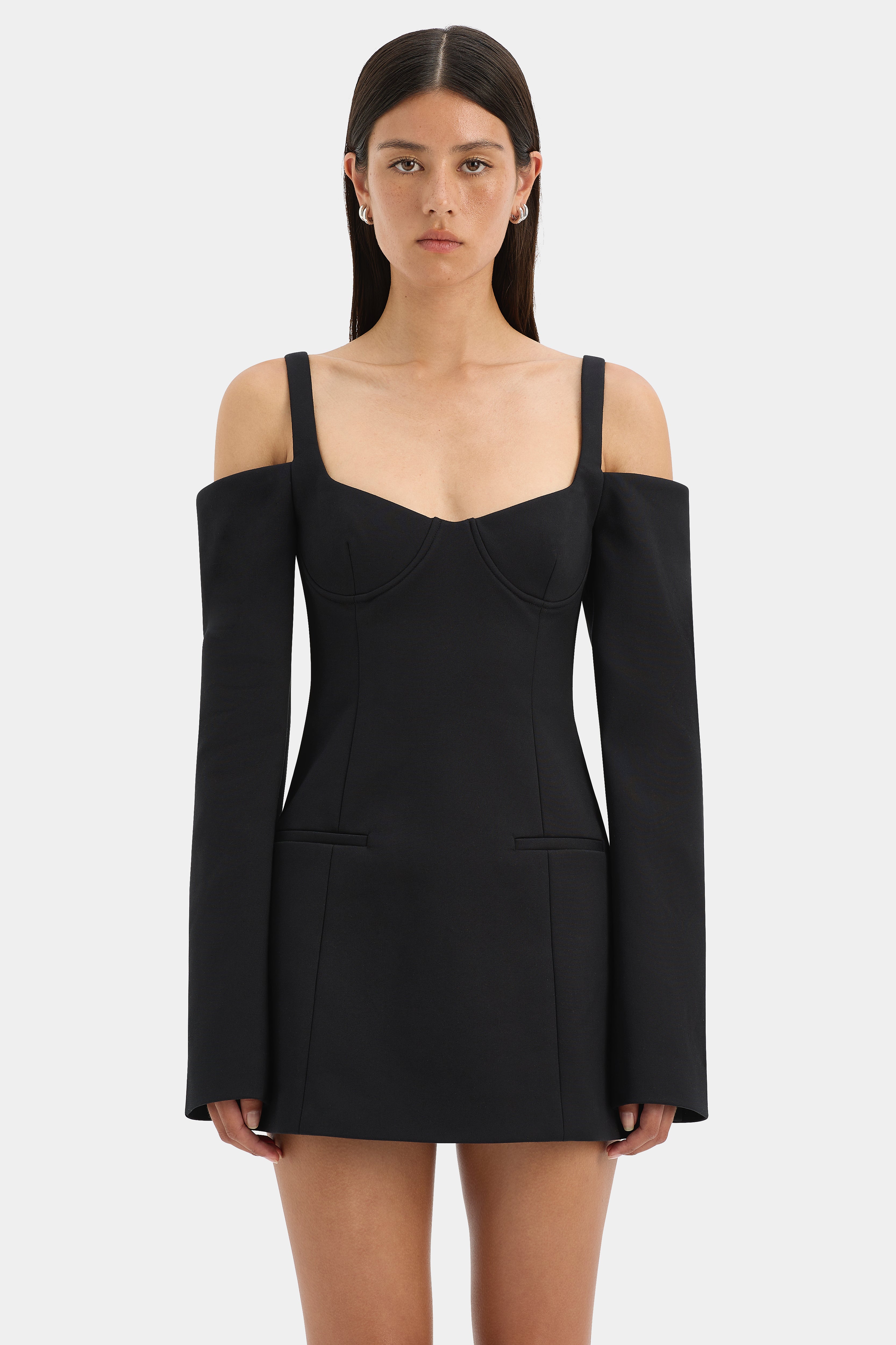 Sandrine Long Sleeve Mini Dress - Women's Elegant Bodycon Party Dress for Evening Out, Date Night & Special Occasions
