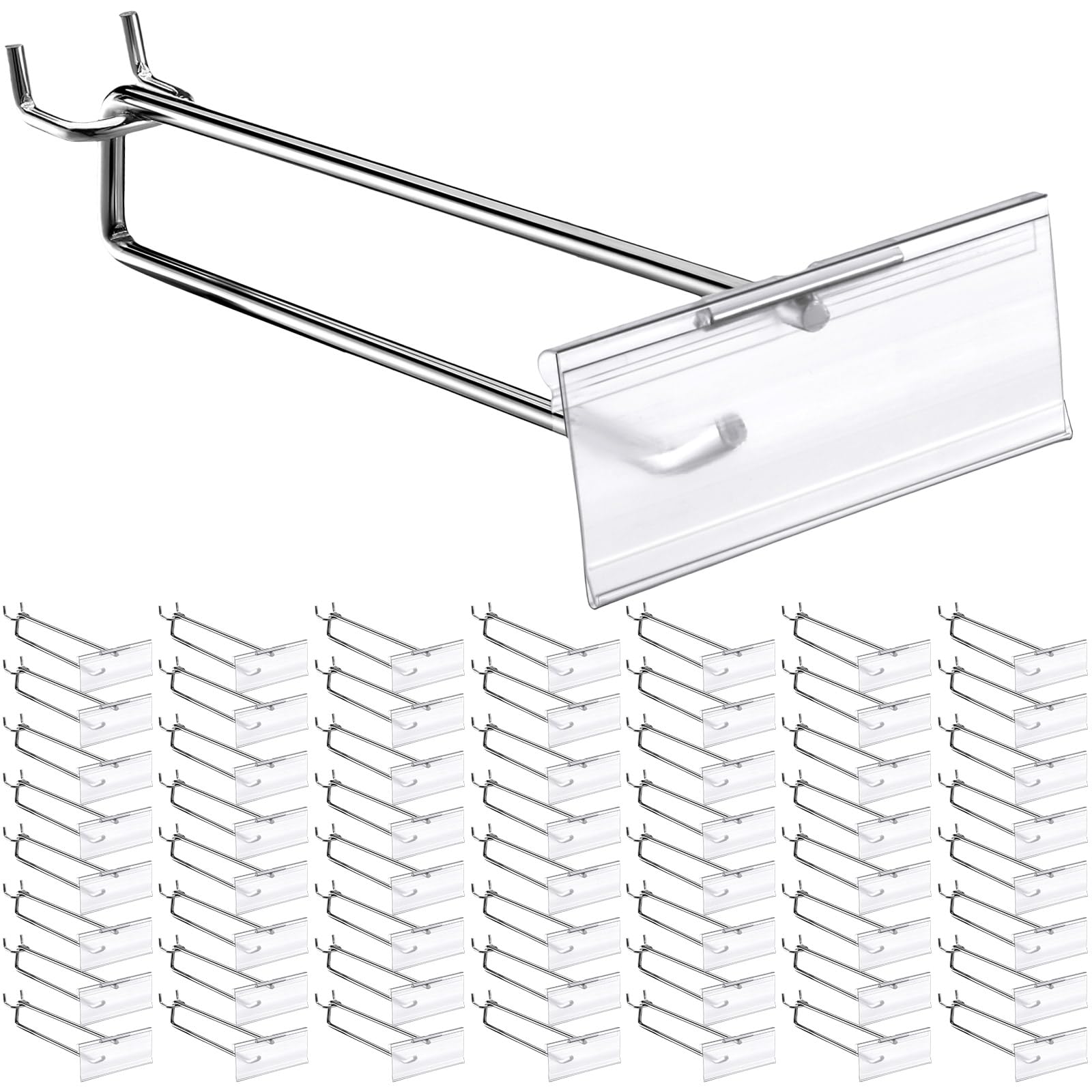 100 Pcs Metal Pegboard Hooks with Label Holder - 8 Inch Heavy Duty Scan Hooks for 1/8