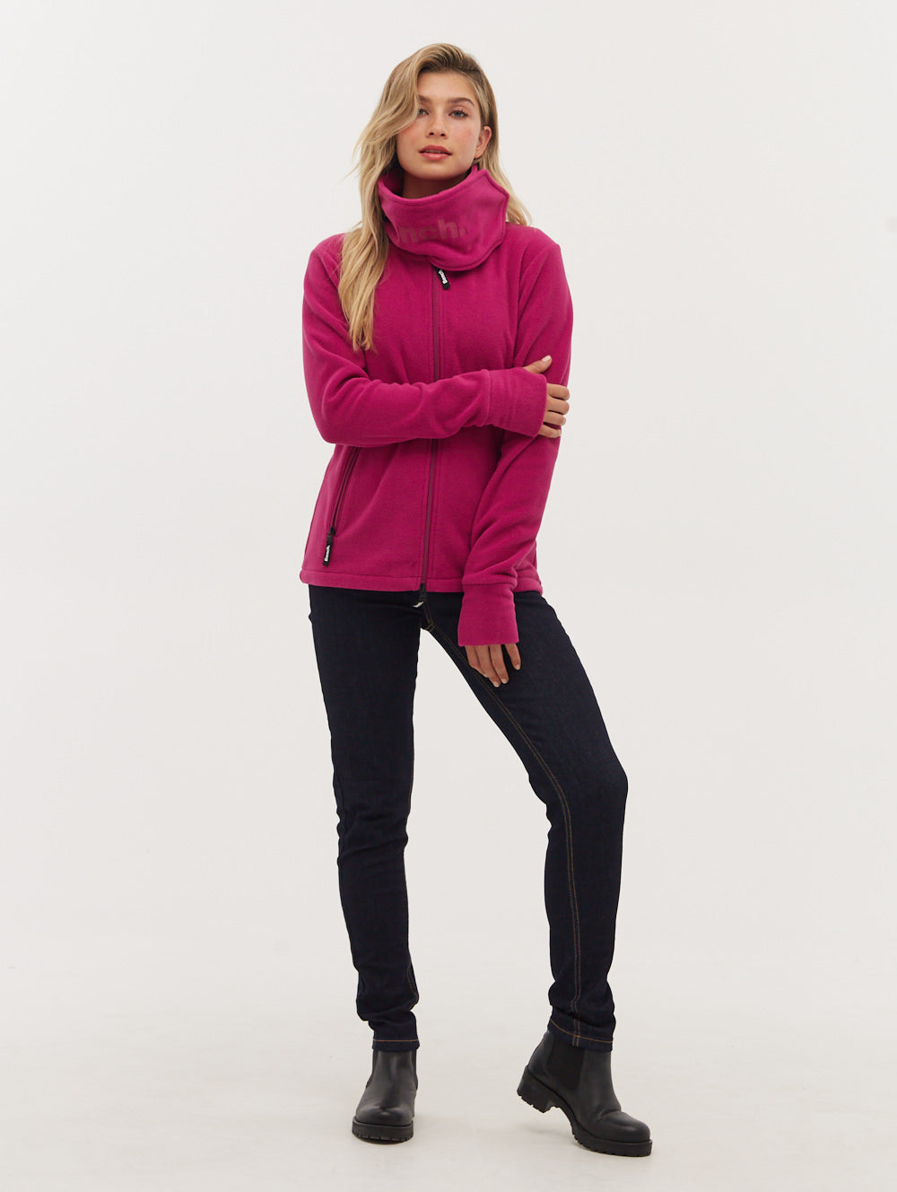 Microfleece Wrap Neck Zip Up Jacket for Women - Cozy Winter Outerwear for Hiking, Camping & Outdoor Activities