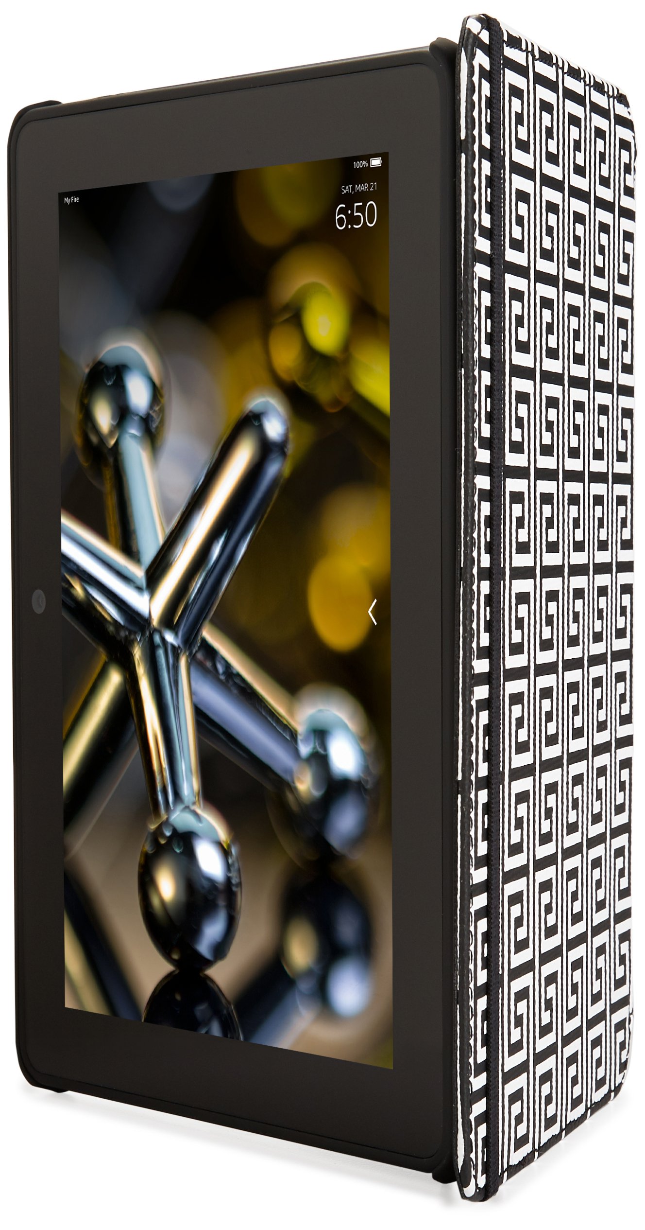 Jonathan Adler Greek Key Kindle Fire HDX 7 Case - Black Luxury Cover for Kindle Fire HDX 7